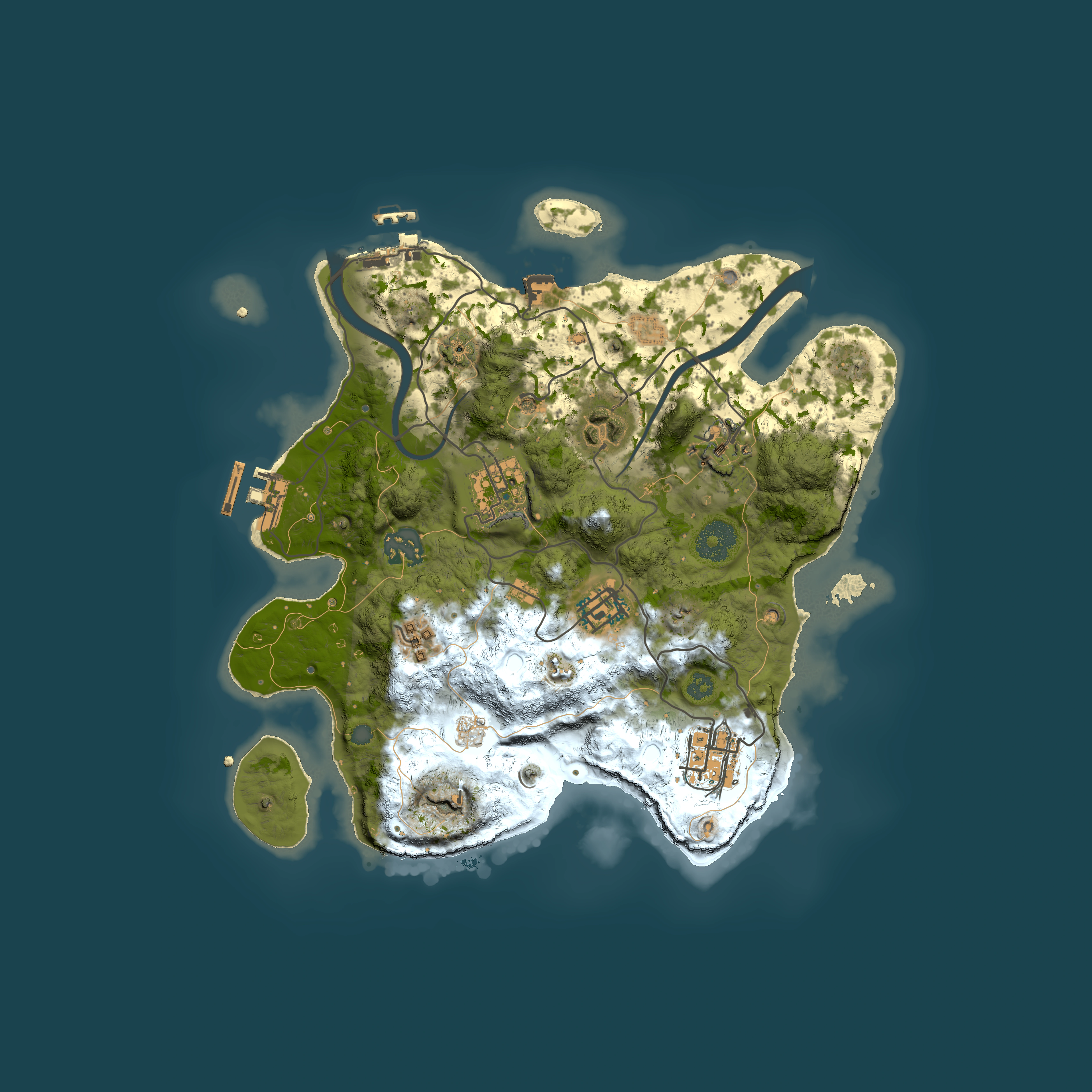 Full top-down render of Rust map seed 784890415, 3000x3000m
