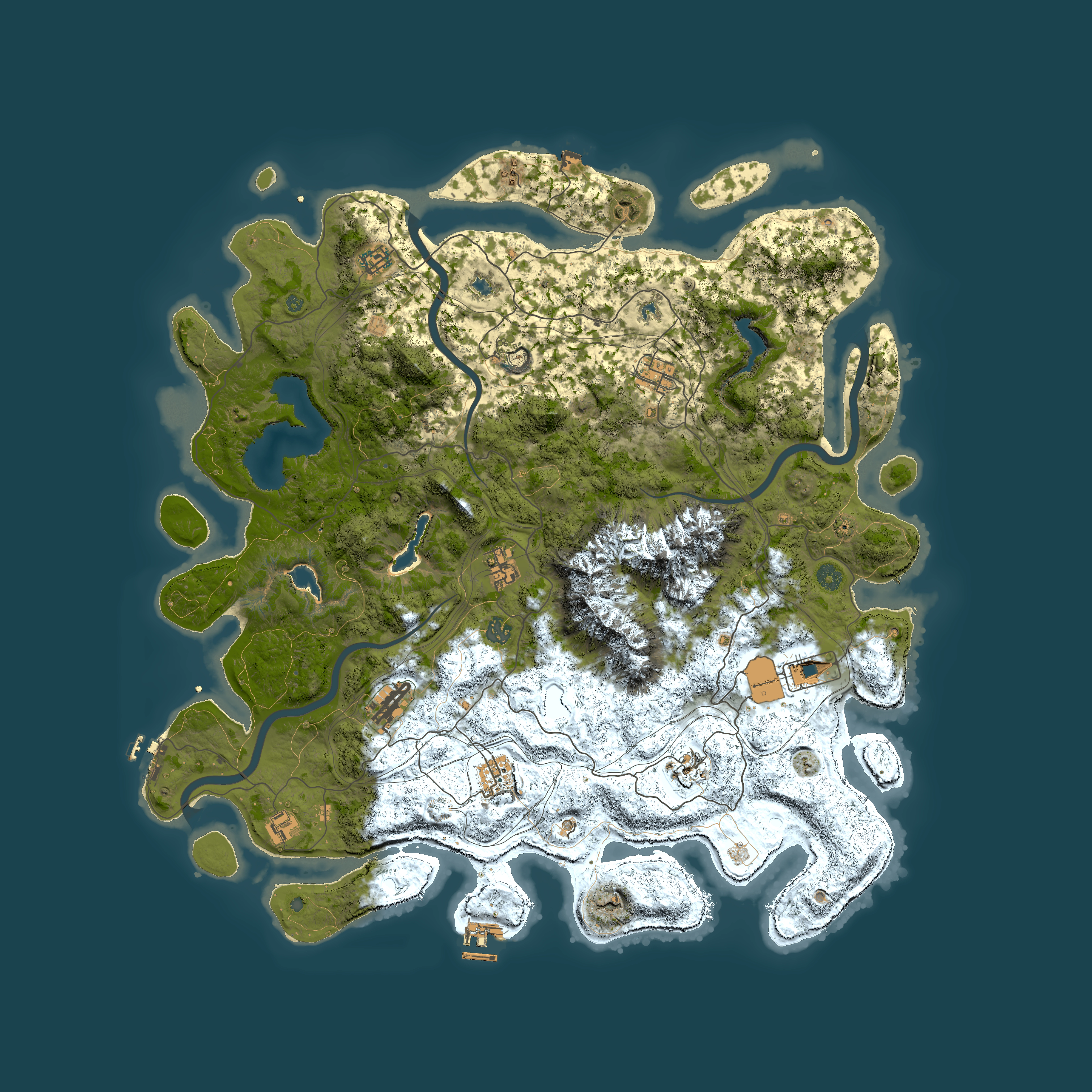 Full top-down render of Rust map seed 1321559307, 5000x5000m