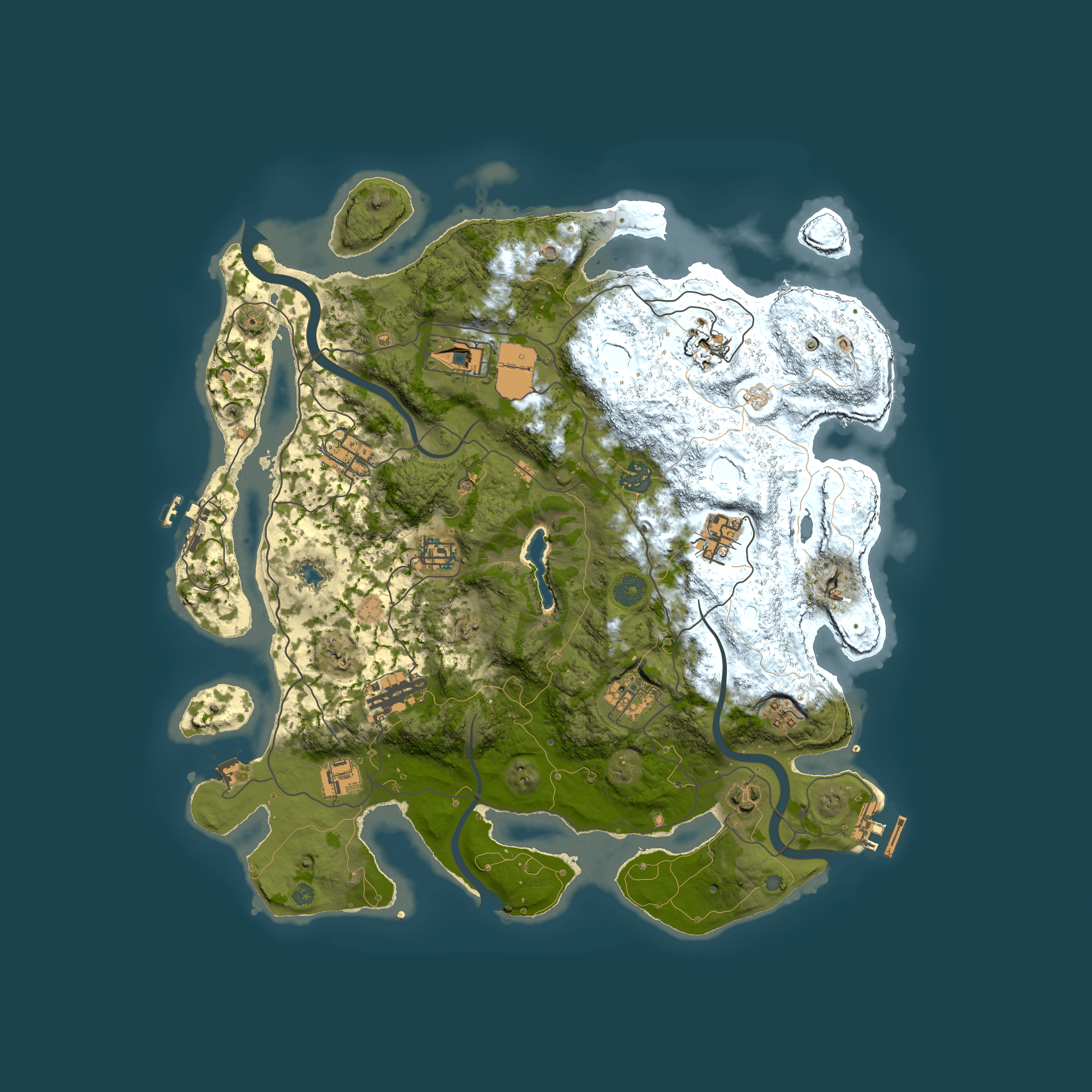 Full top-down render of Rust map seed 5072245, 4000x4000m