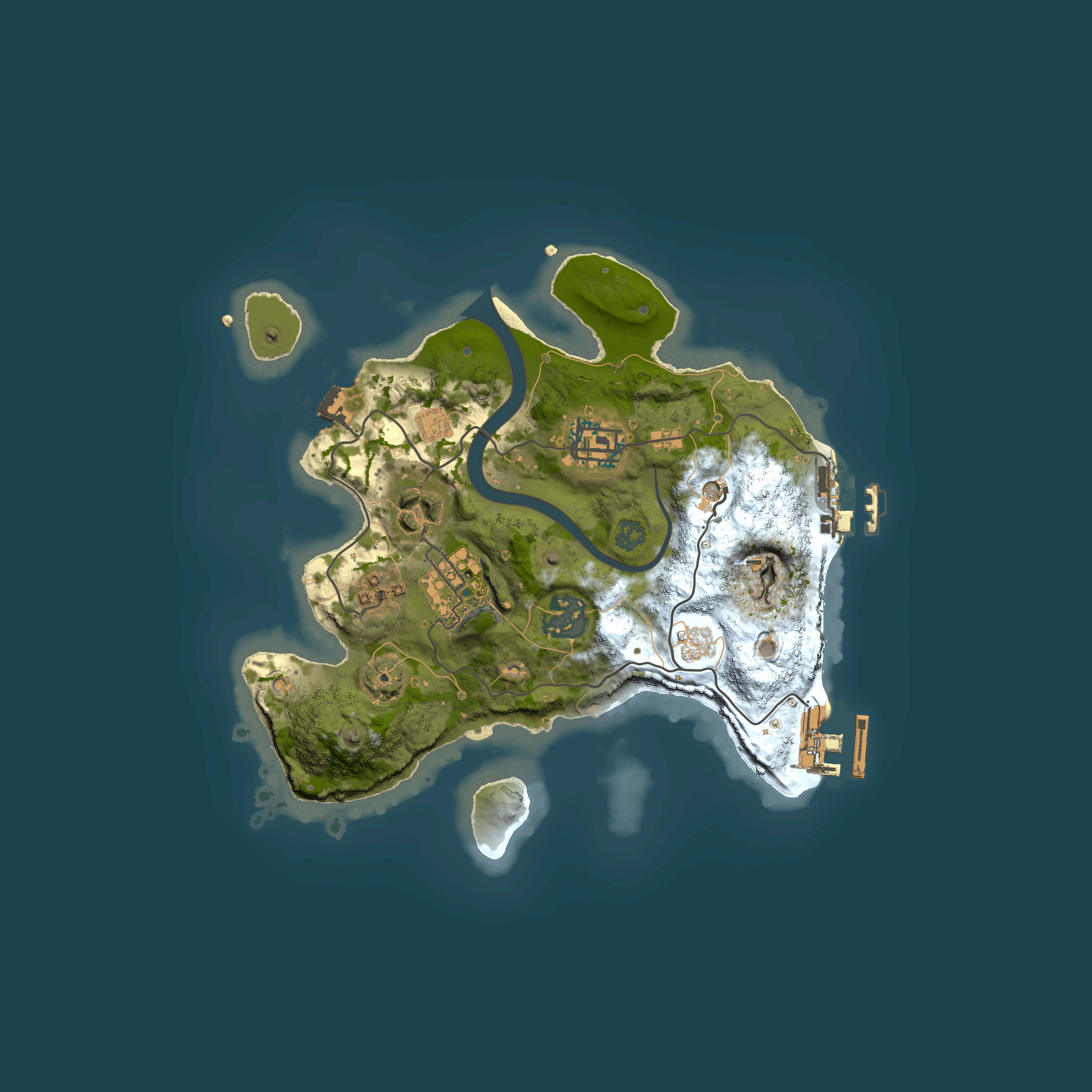 Full top-down render of Rust map seed 80145157, 2500x2500m
