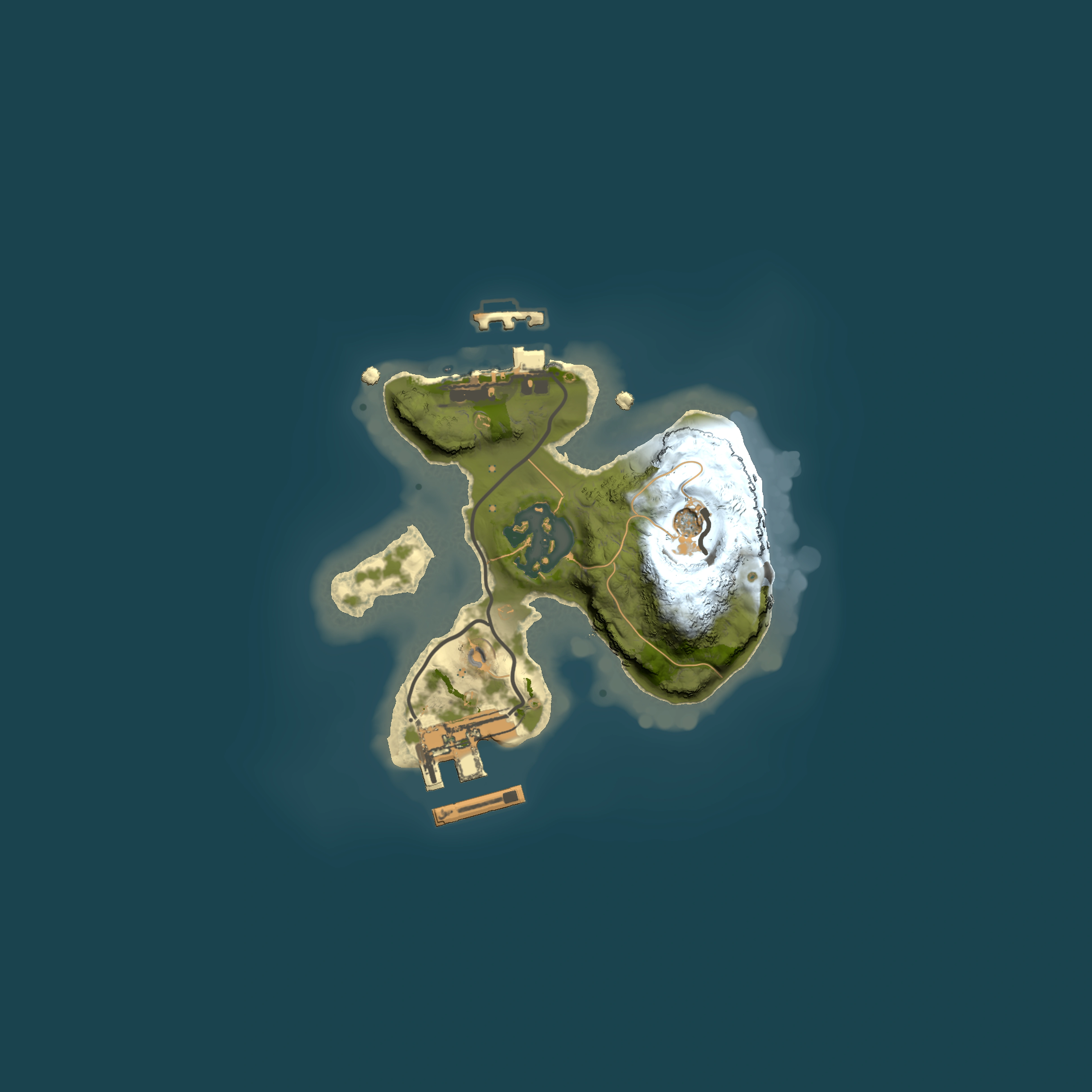 Full top-down render of Rust map seed 1764442710, 1500x1500m