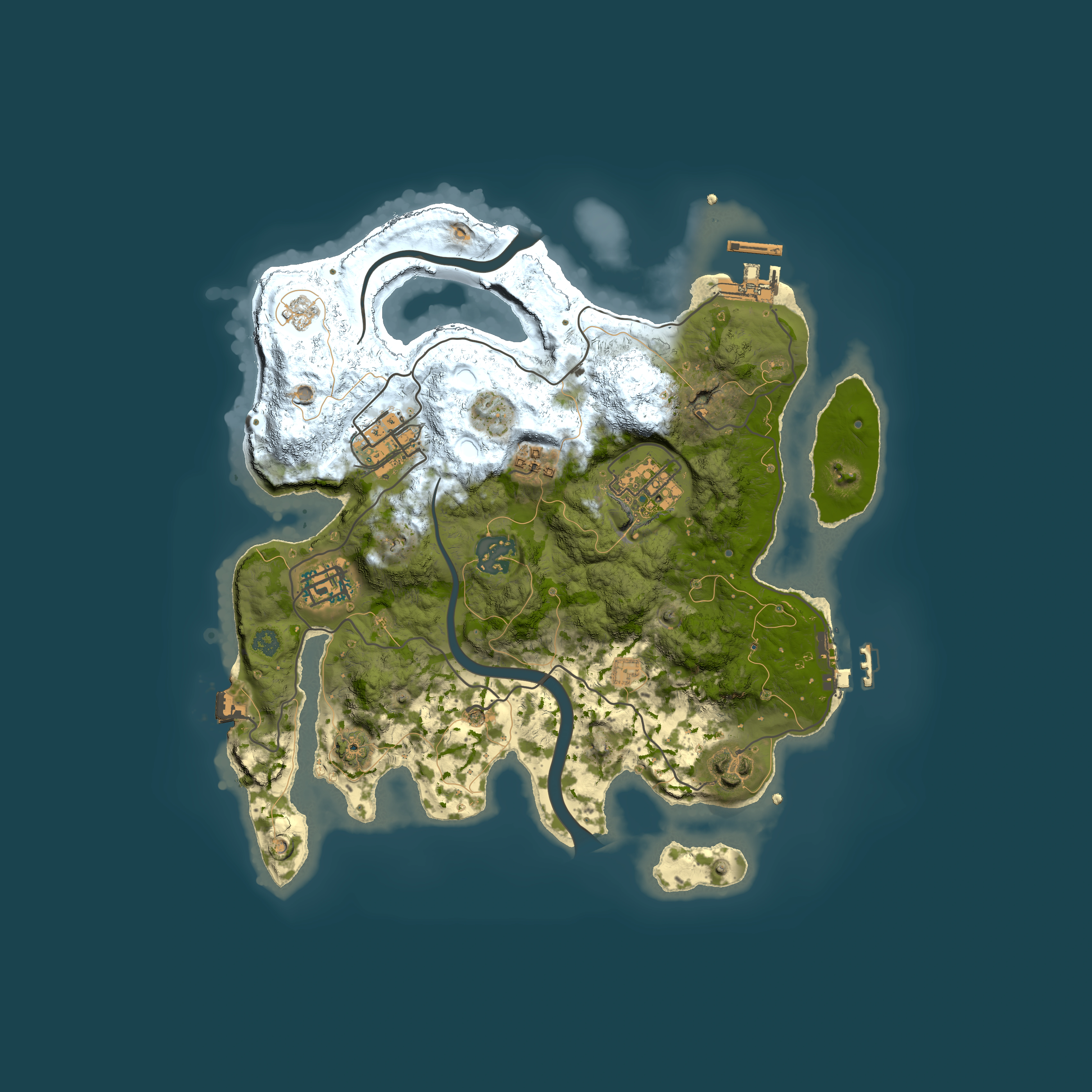Full top-down render of Rust map seed 898391689, 3000x3000m