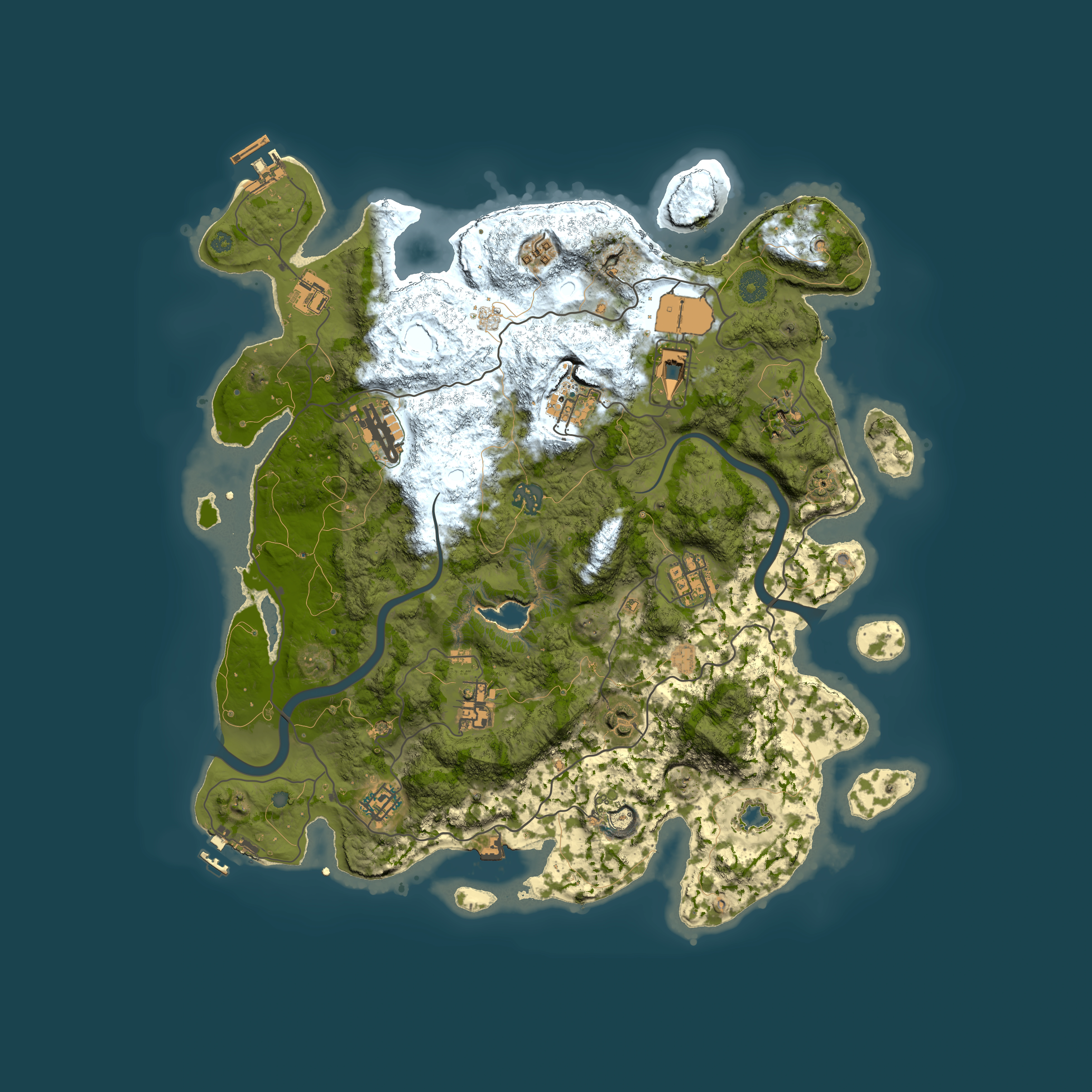 Full top-down render of Rust map seed 48259028, 4000x4000m