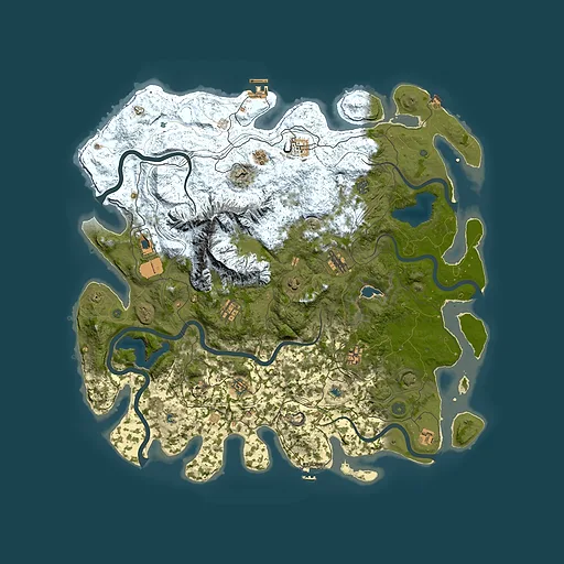 Rust map seed 2043587707, 5000x5000m top-down preview