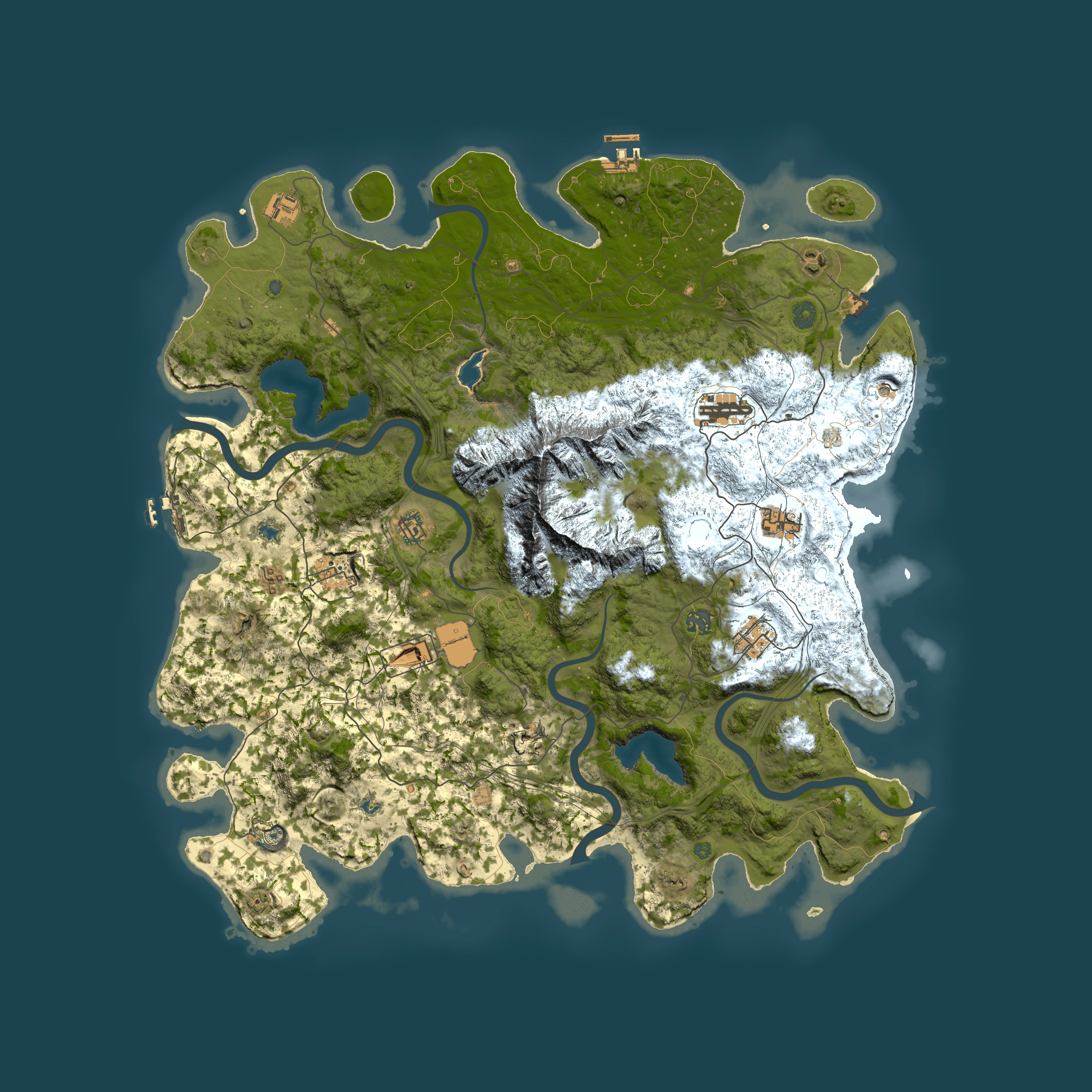Full top-down render of Rust map seed 411738198, 5000x5000m