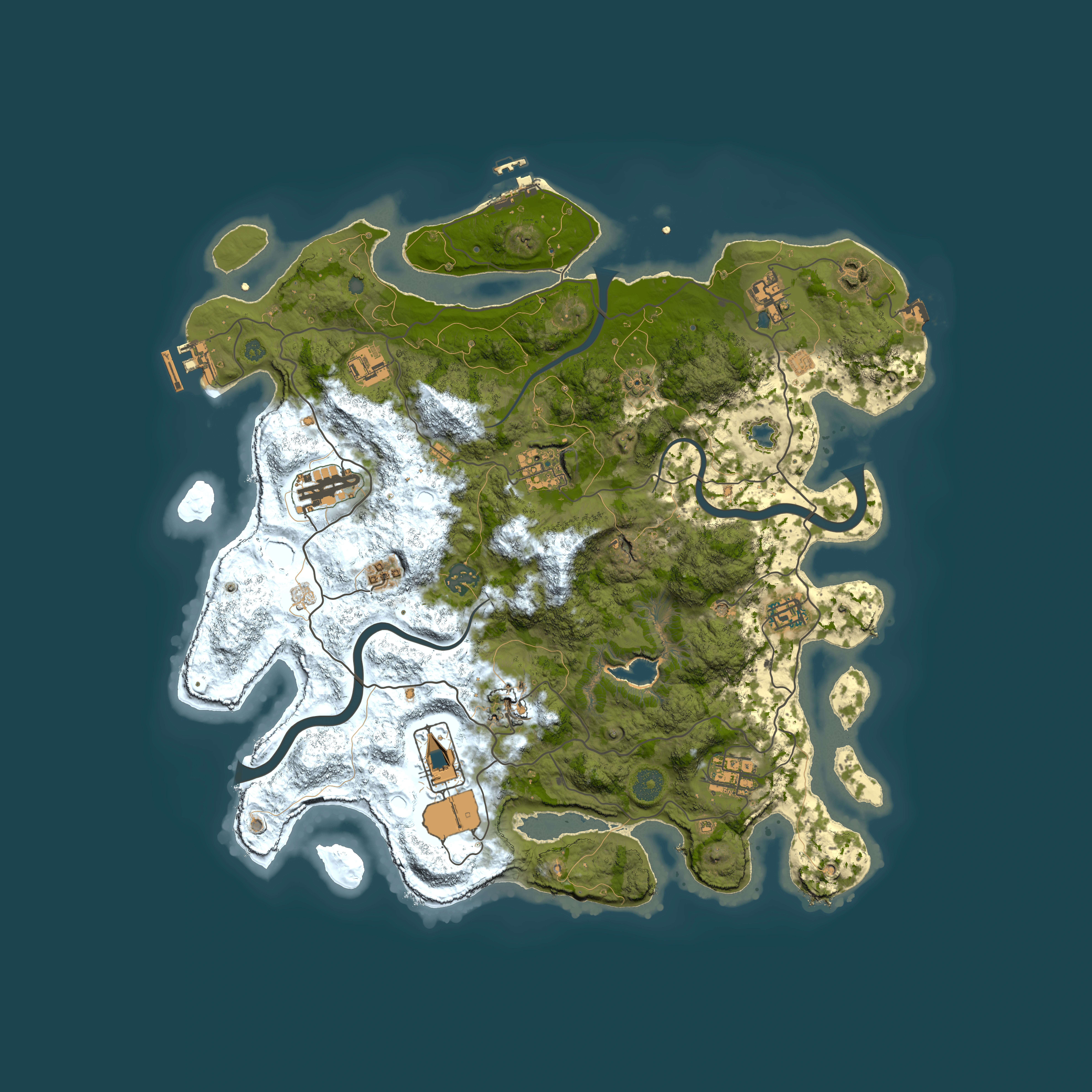 Full top-down render of Rust map seed 1372668337, 4000x4000m