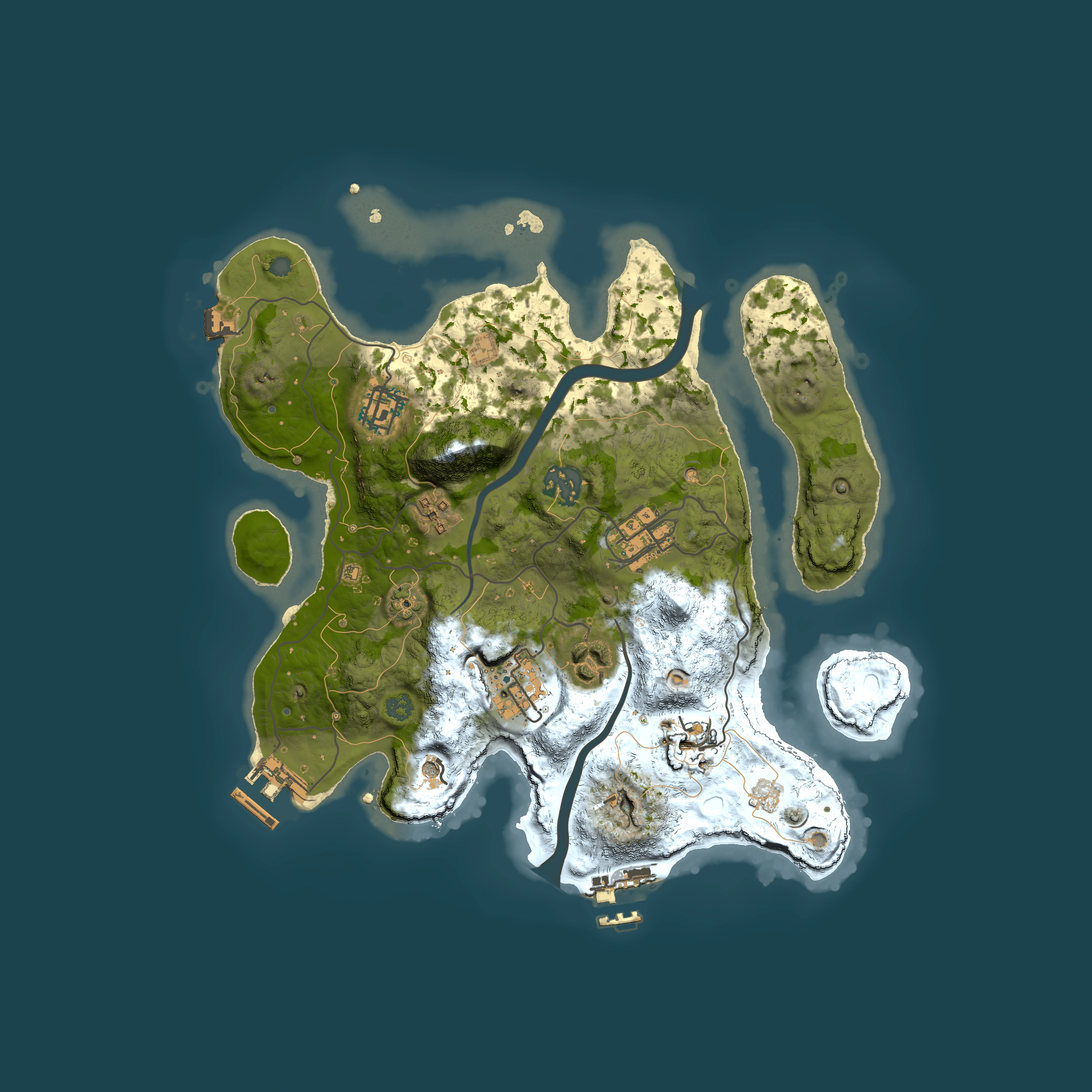 Full top-down render of Rust map seed 1875305013, 3000x3000m