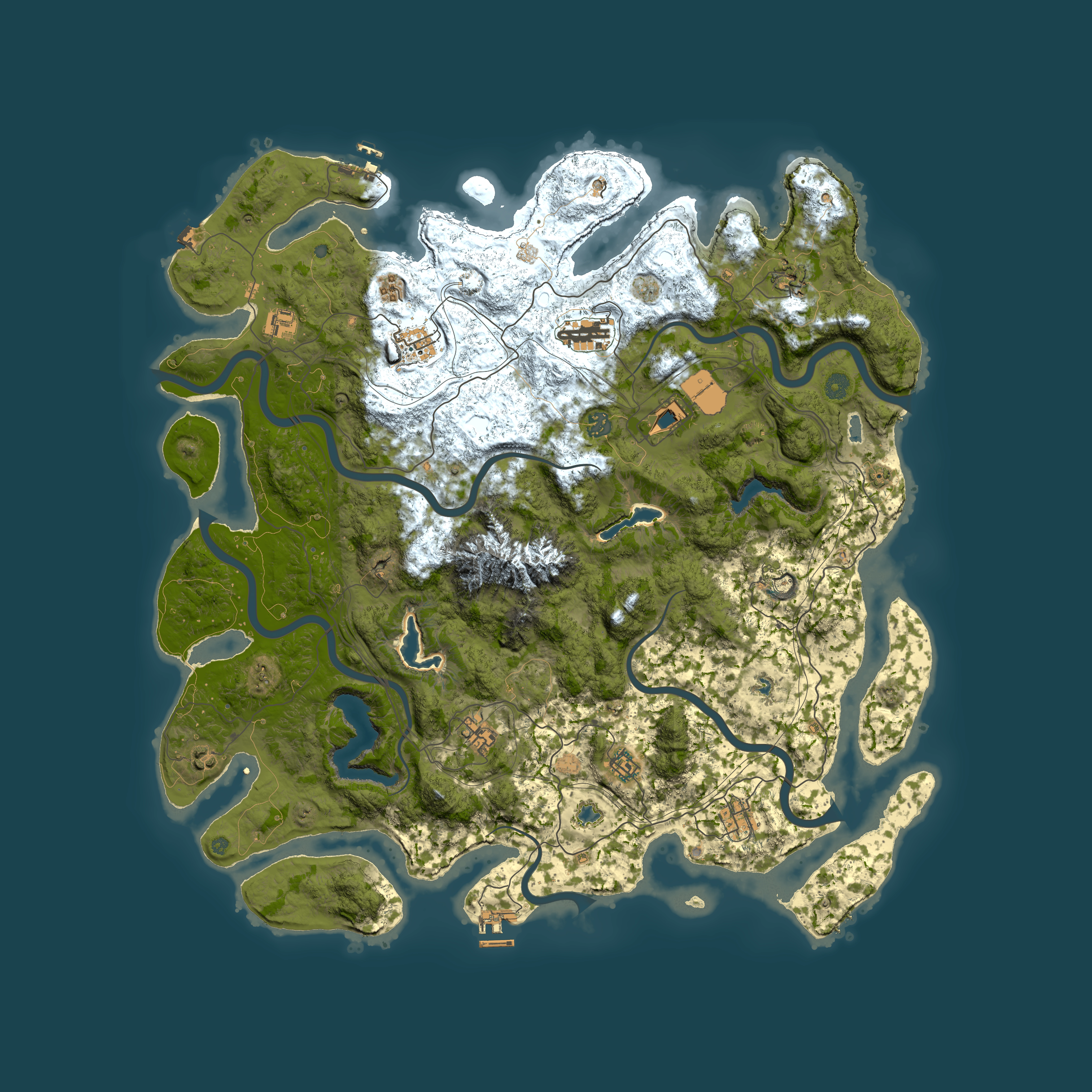 Full top-down render of Rust map seed 683272848, 5000x5000m