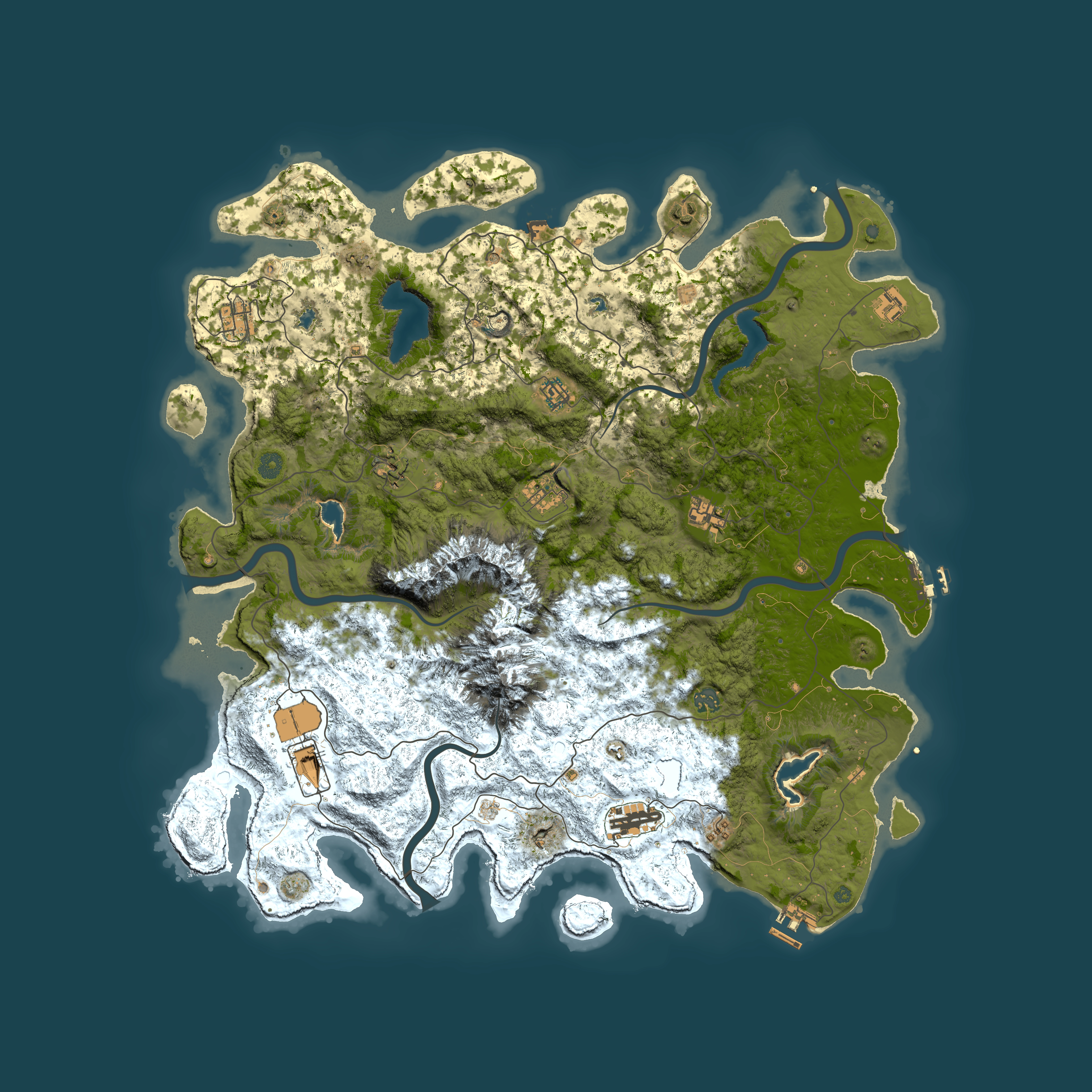 Full top-down render of Rust map seed 240692502, 5000x5000m