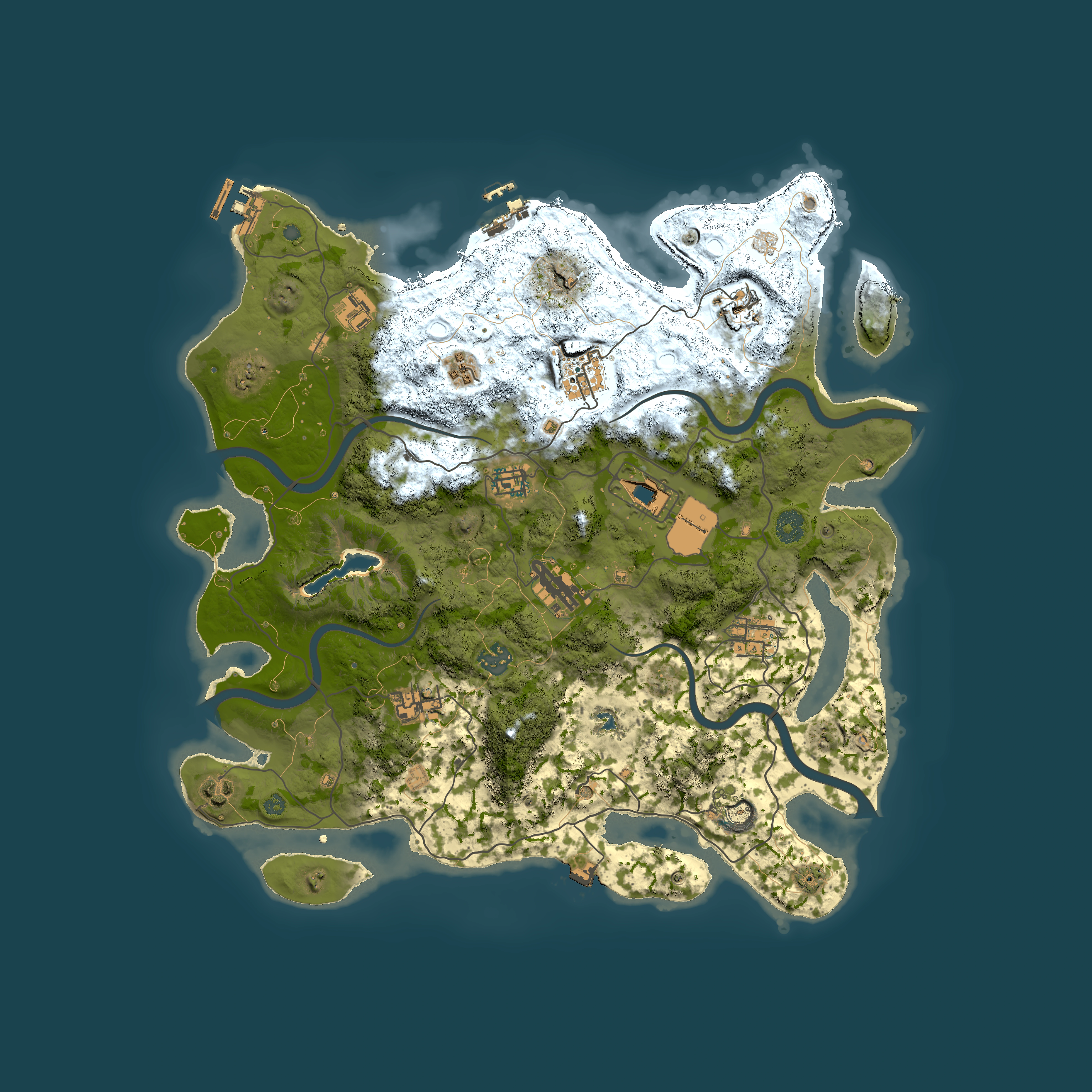 Full top-down render of Rust map seed 111277607, 4000x4000m