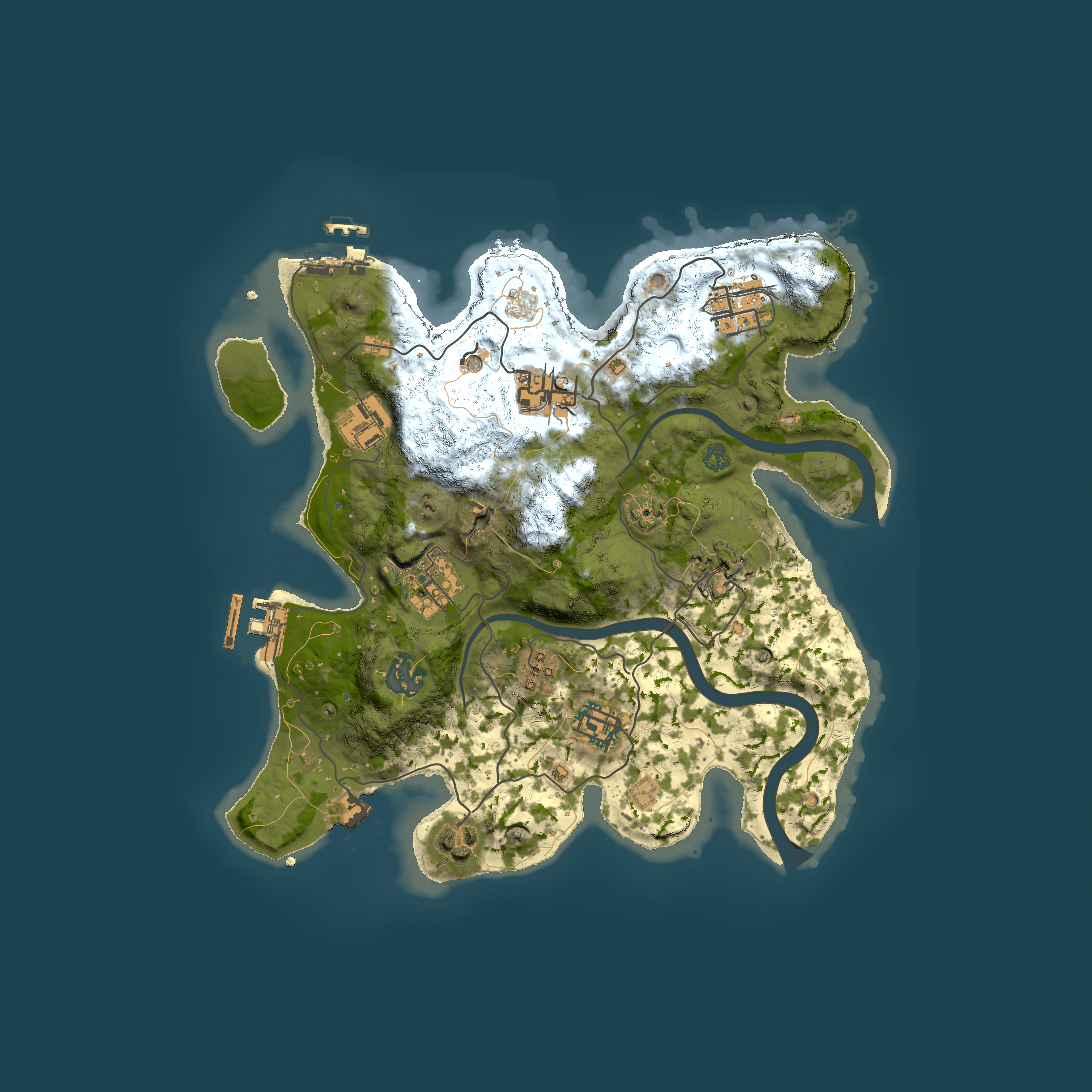 Full top-down render of Rust map seed 1438116302, 3000x3000m