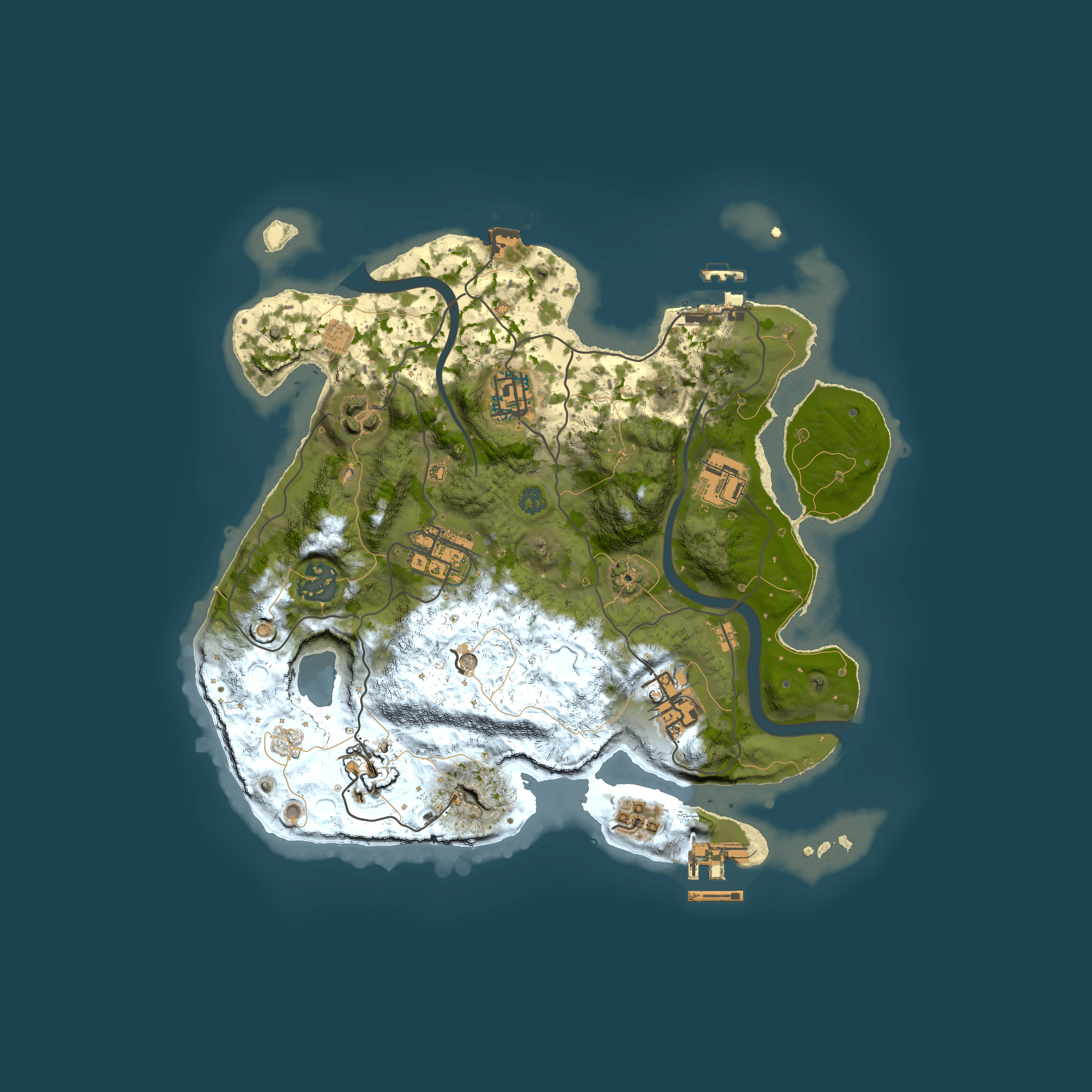 Full top-down render of Rust map seed 1710410993, 3000x3000m
