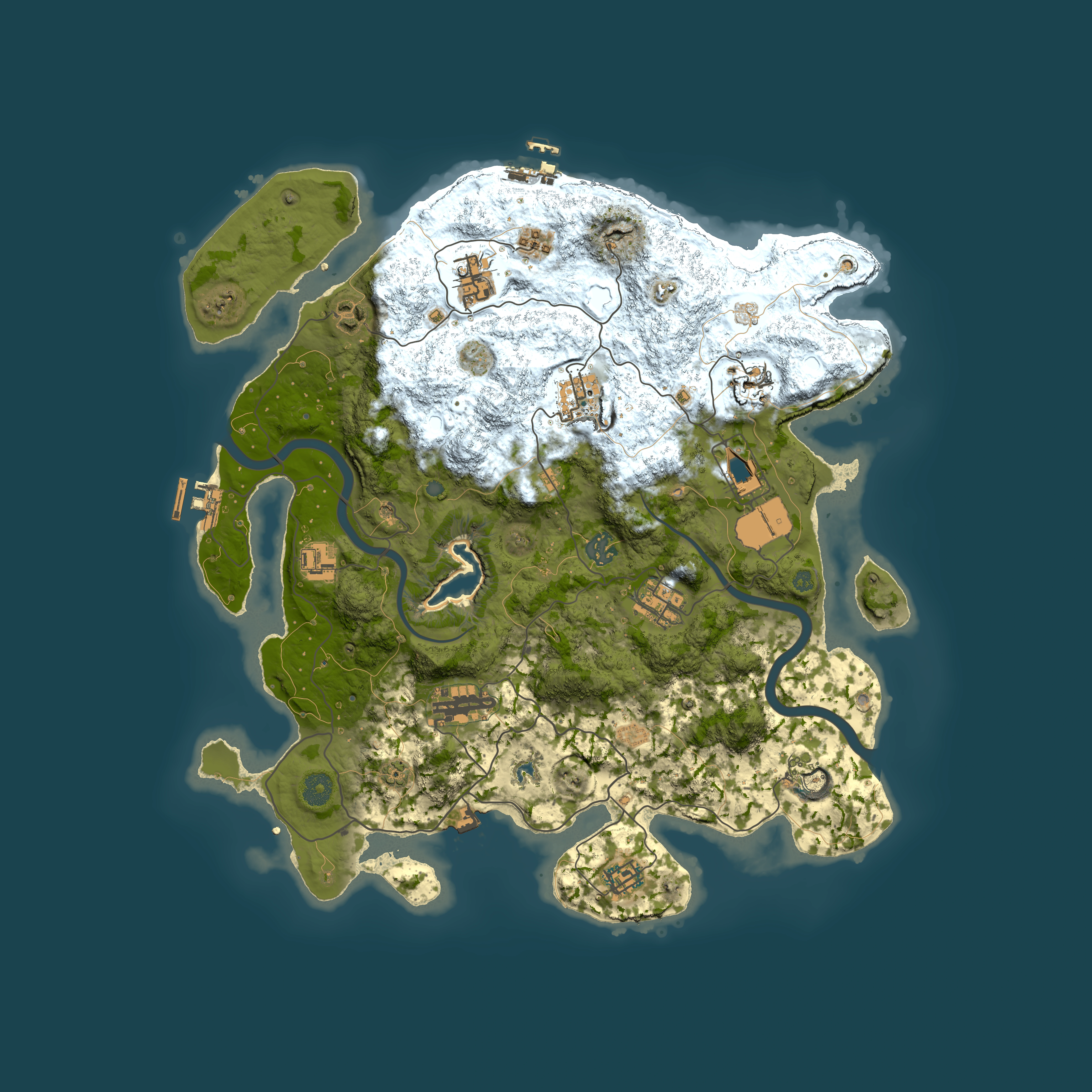 Full top-down render of Rust map seed 997872366, 4000x4000m
