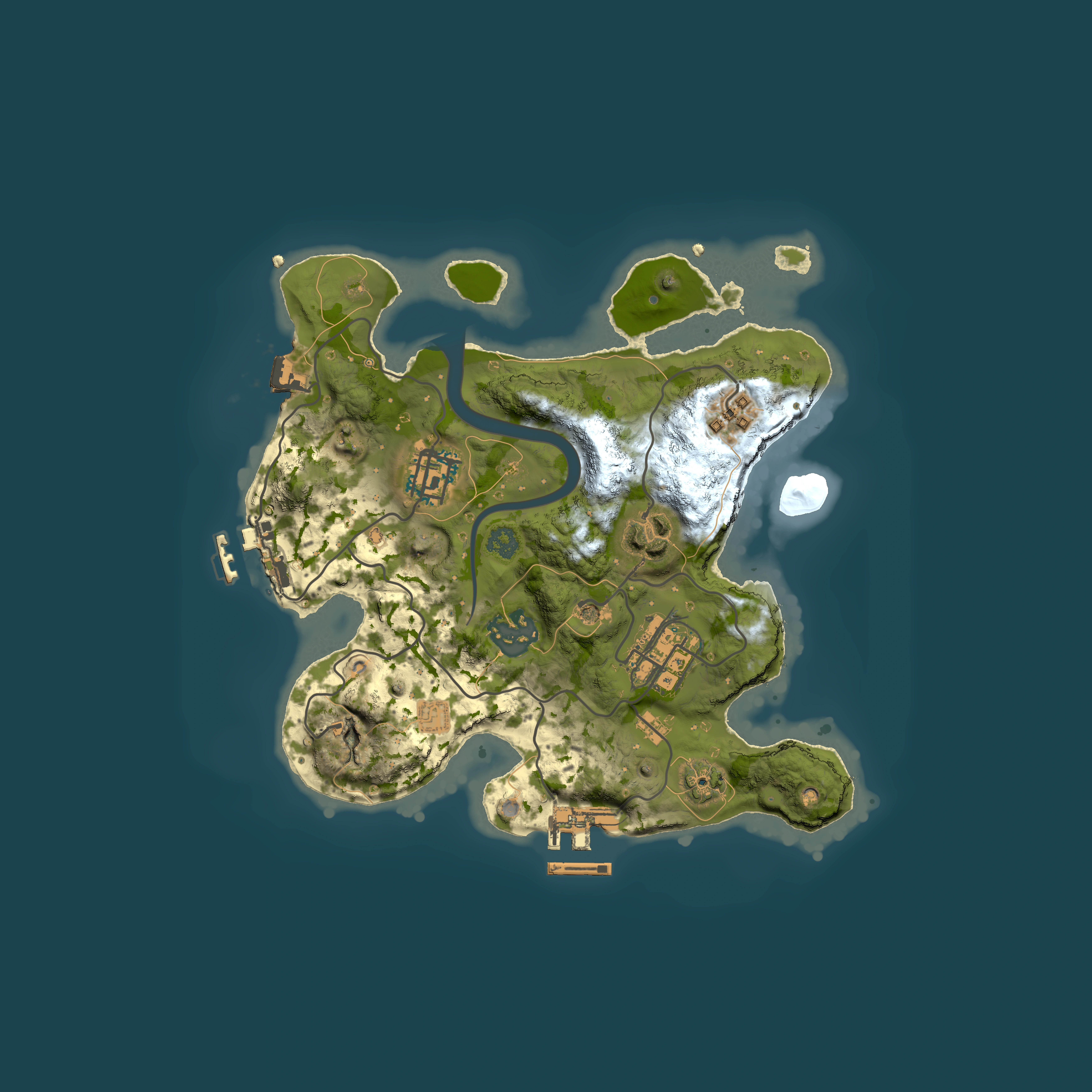 Full top-down render of Rust map seed 168293389, 2500x2500m