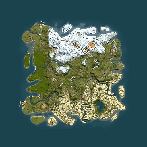 Rust map seed 2031245418, 4500x4500m top-down preview