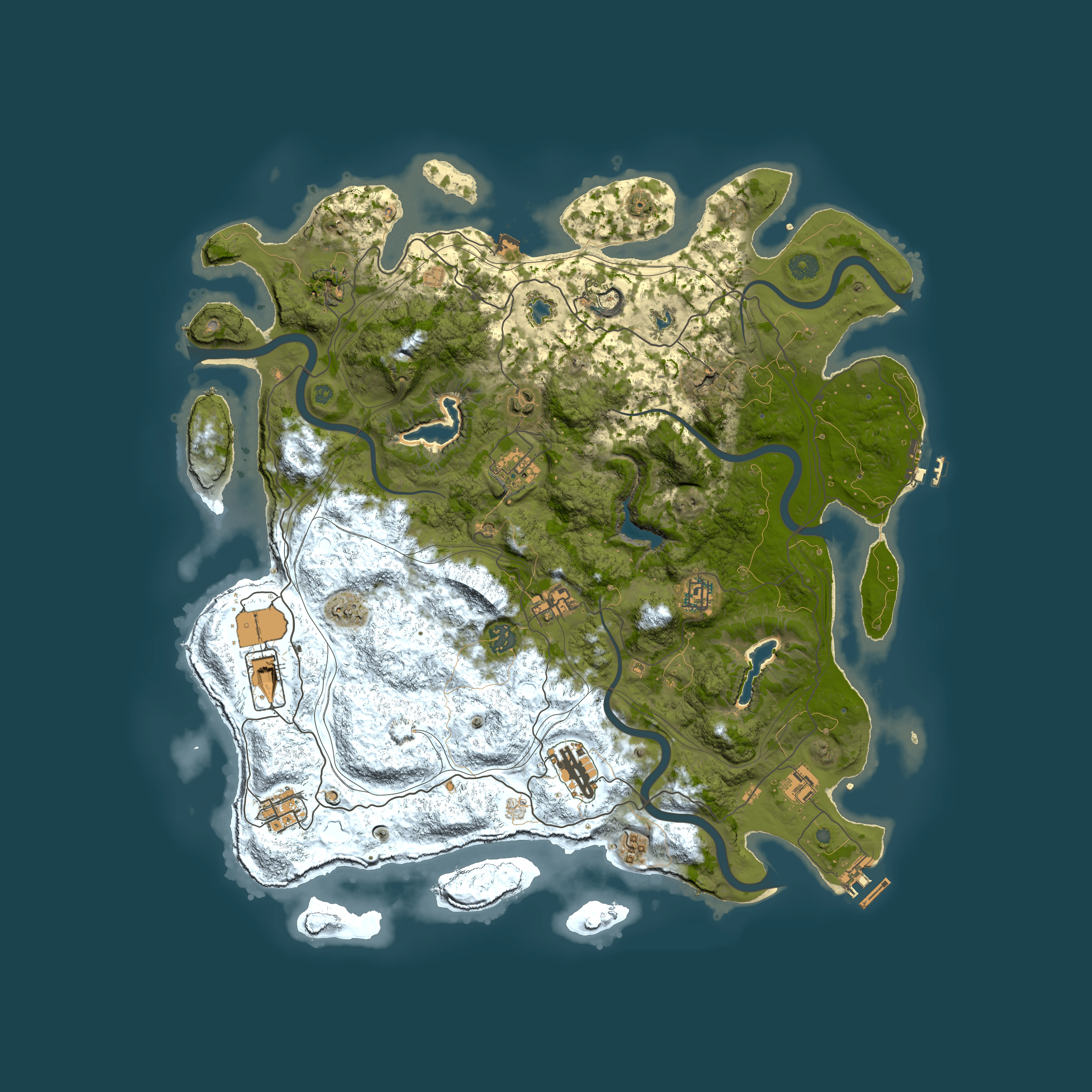 Full top-down render of Rust map seed 1459663954, 4500x4500m