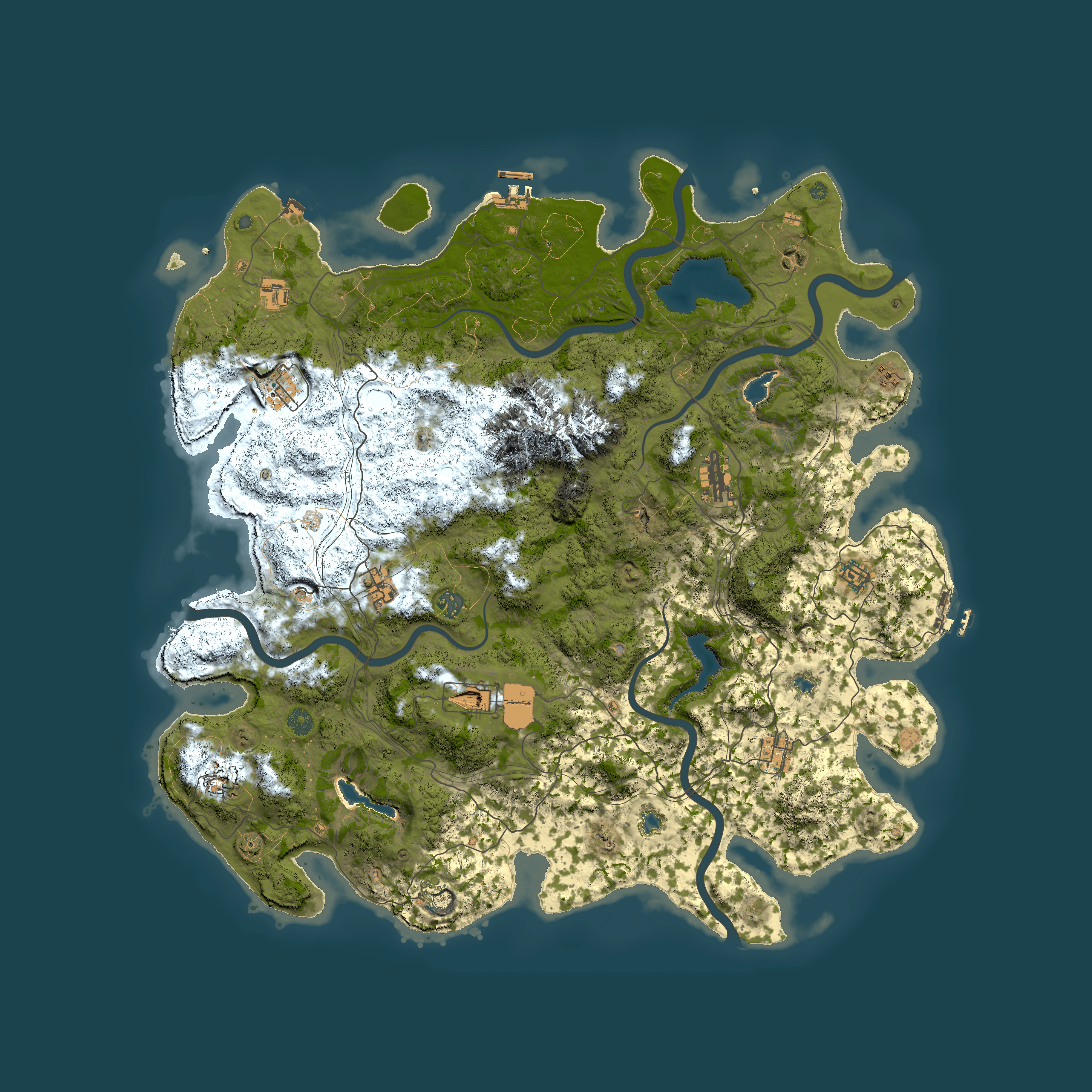 Full top-down render of Rust map seed 1616313278, 5000x5000m