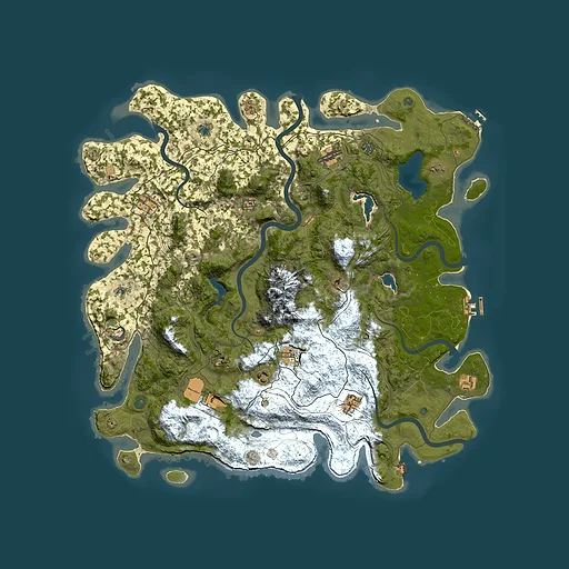 Rust map seed 43951065, 5000x5000m top-down preview