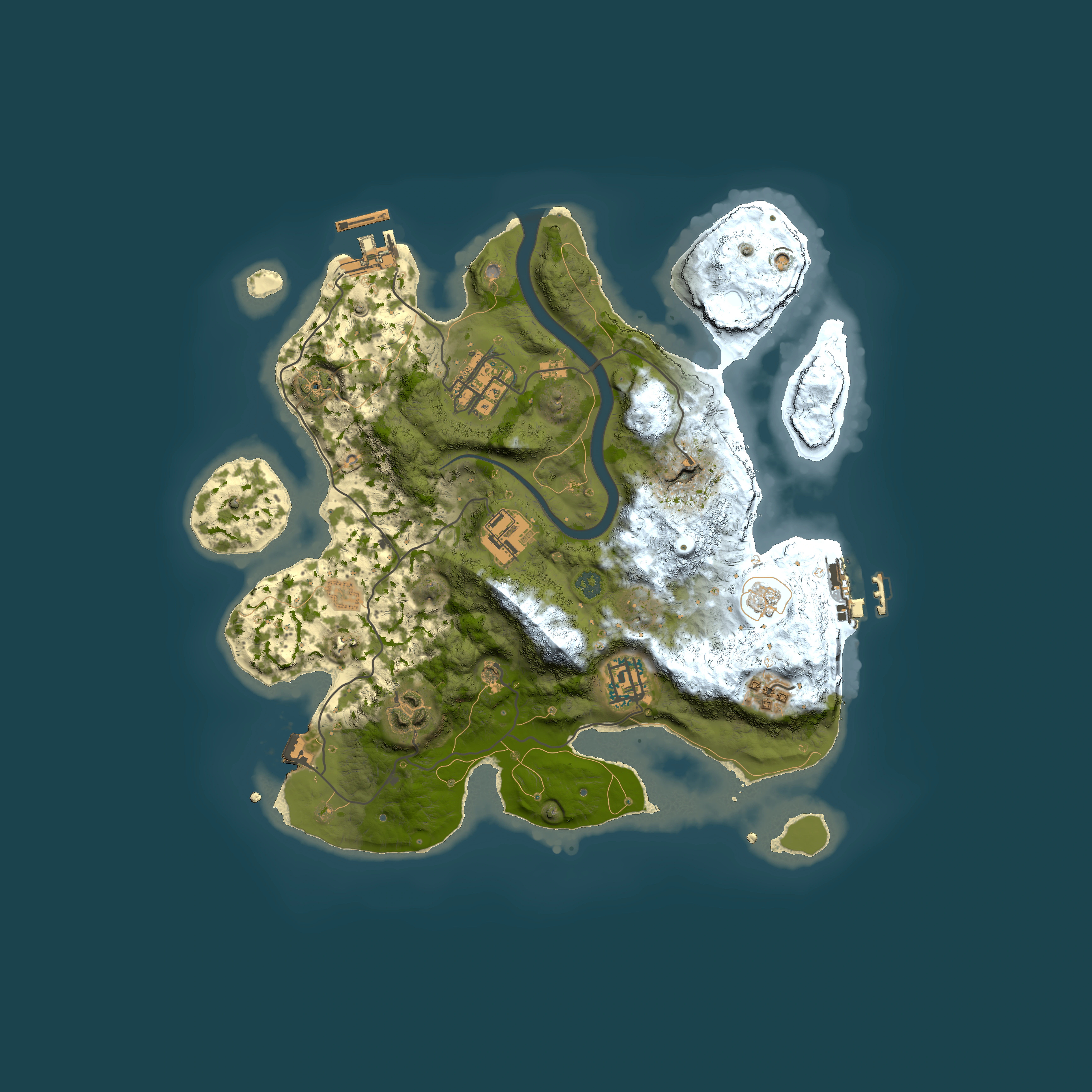Full top-down render of Rust map seed 1858622246, 3000x3000m