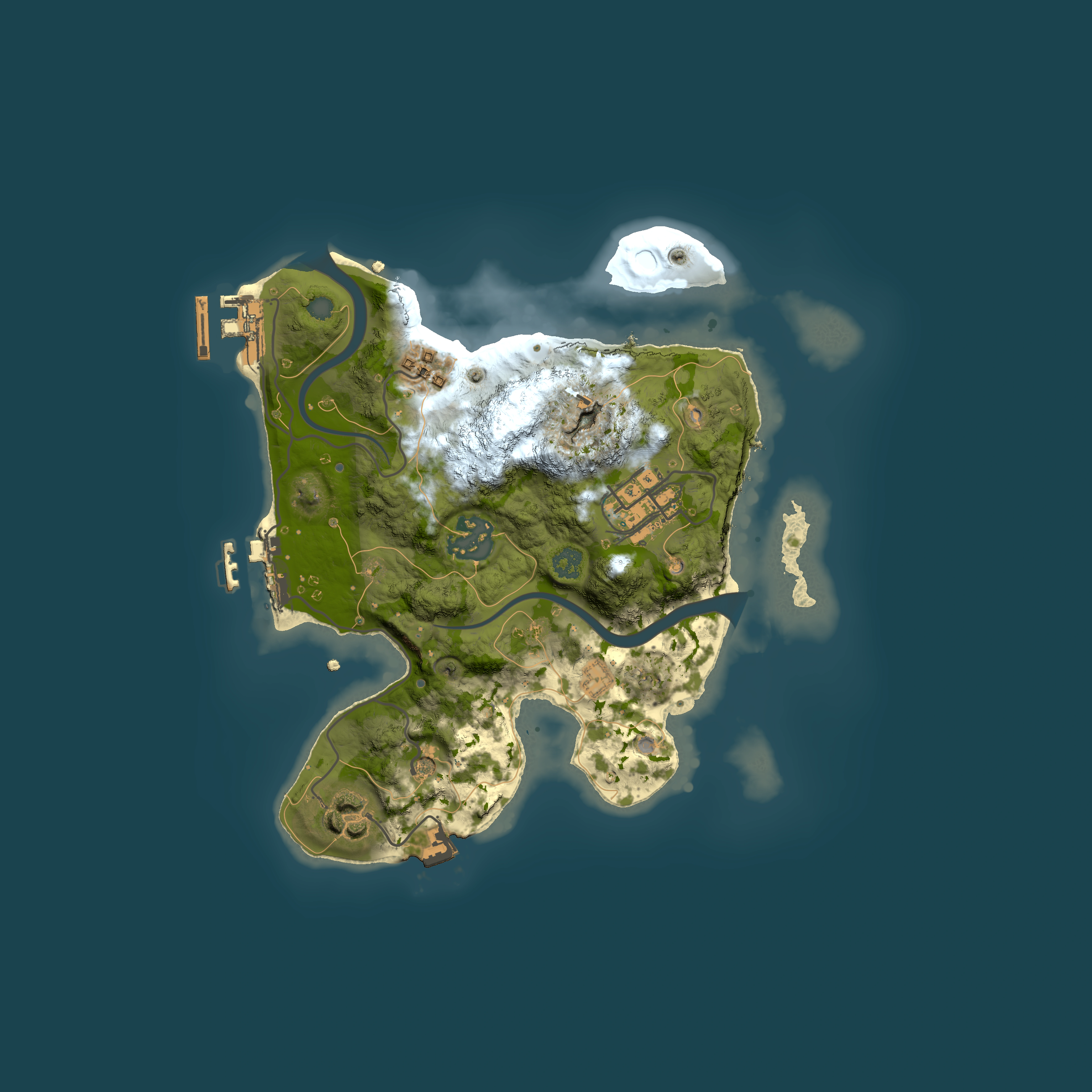 Full top-down render of Rust map seed 238151512, 2500x2500m