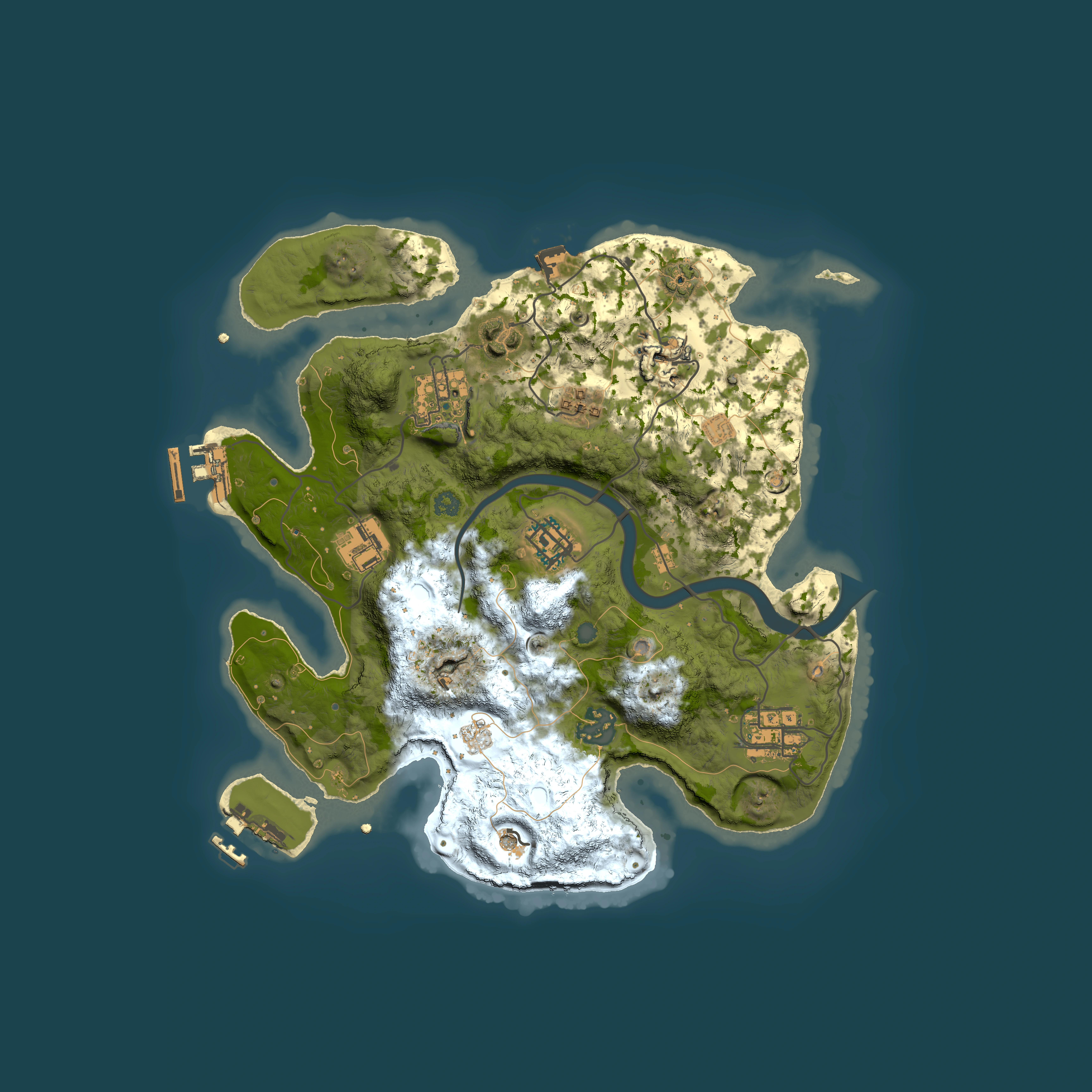 Full top-down render of Rust map seed 1127267408, 3000x3000m