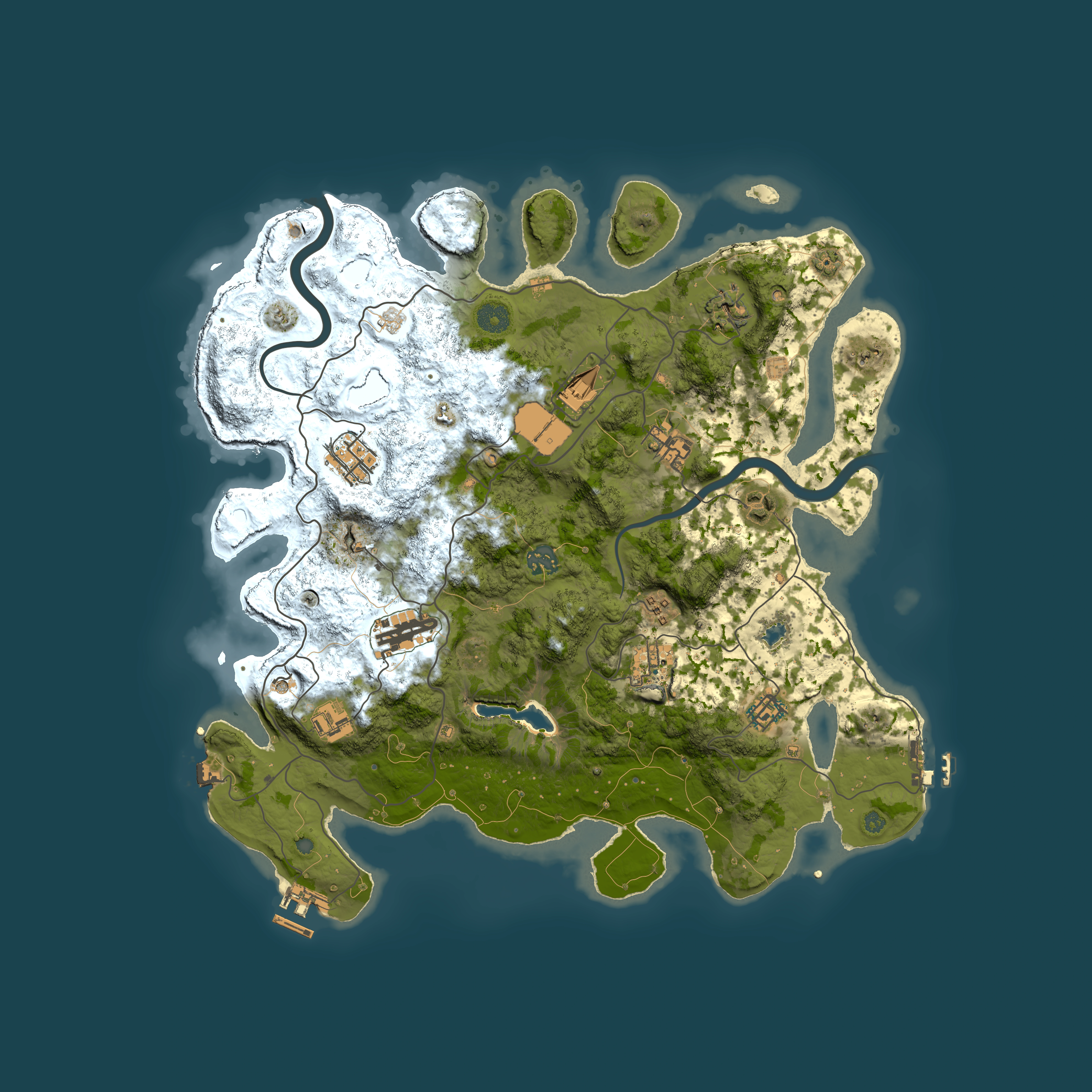 Full top-down render of Rust map seed 1041358732, 4000x4000m