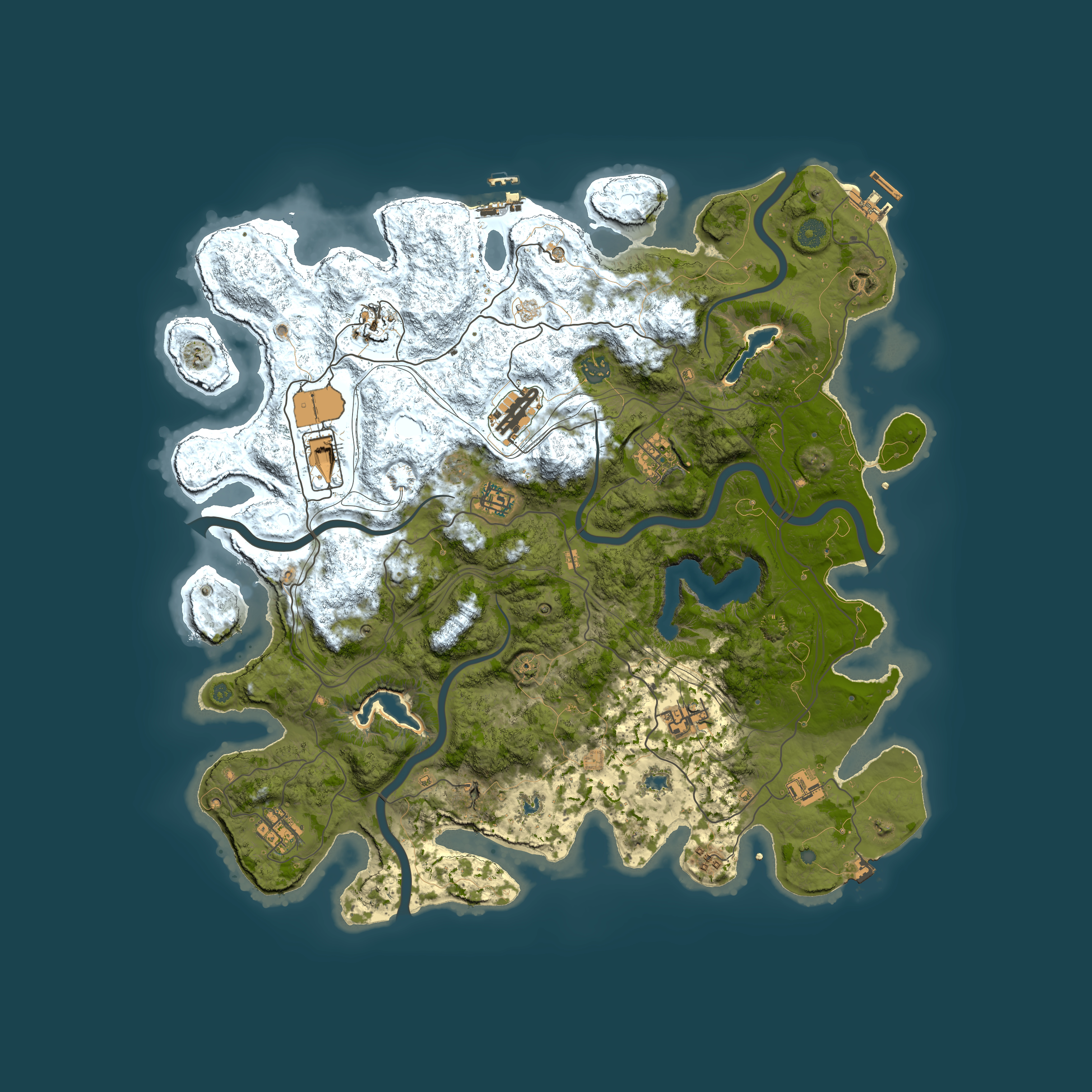 Full top-down render of Rust map seed 136737689, 4500x4500m