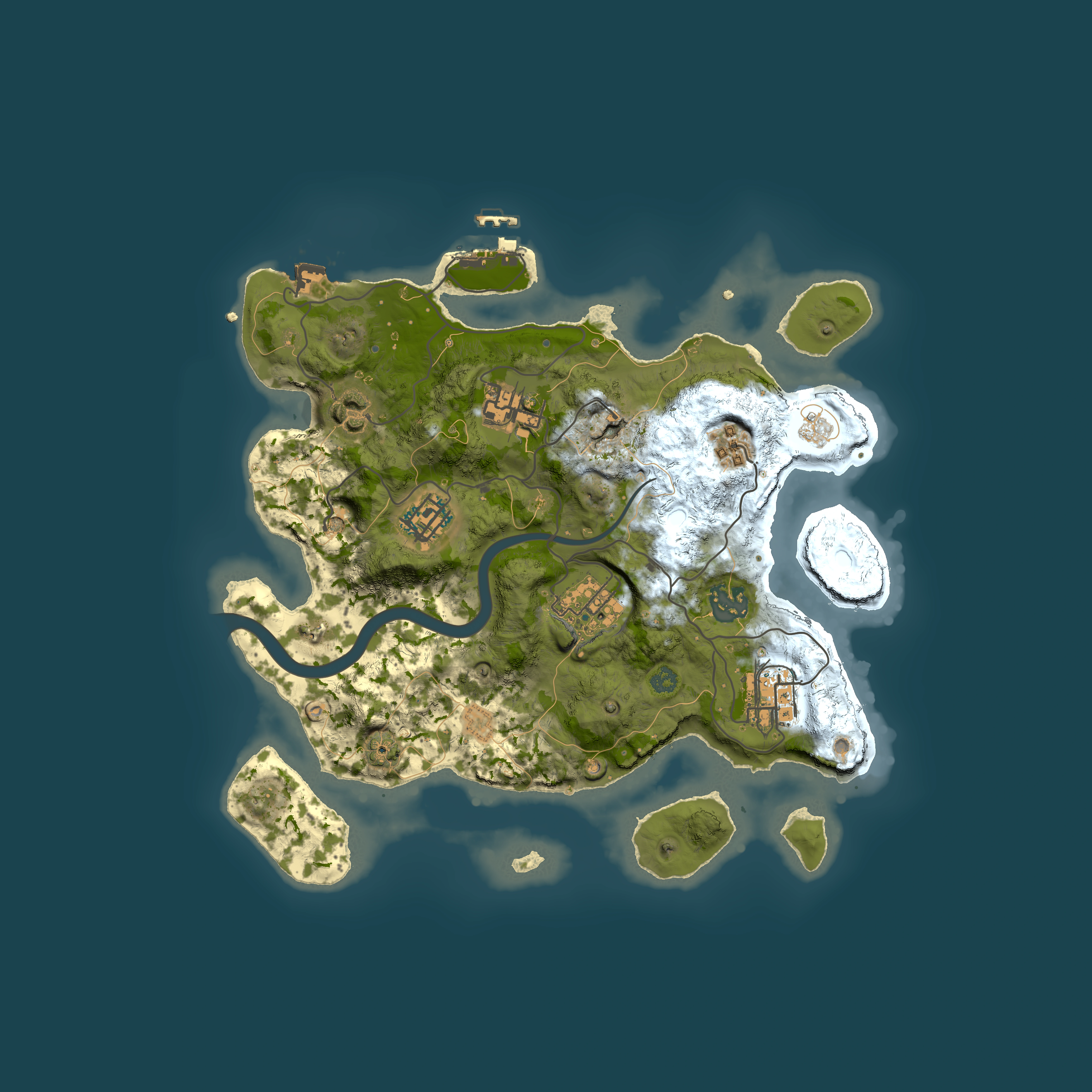 Full top-down render of Rust map seed 284387896, 3000x3000m