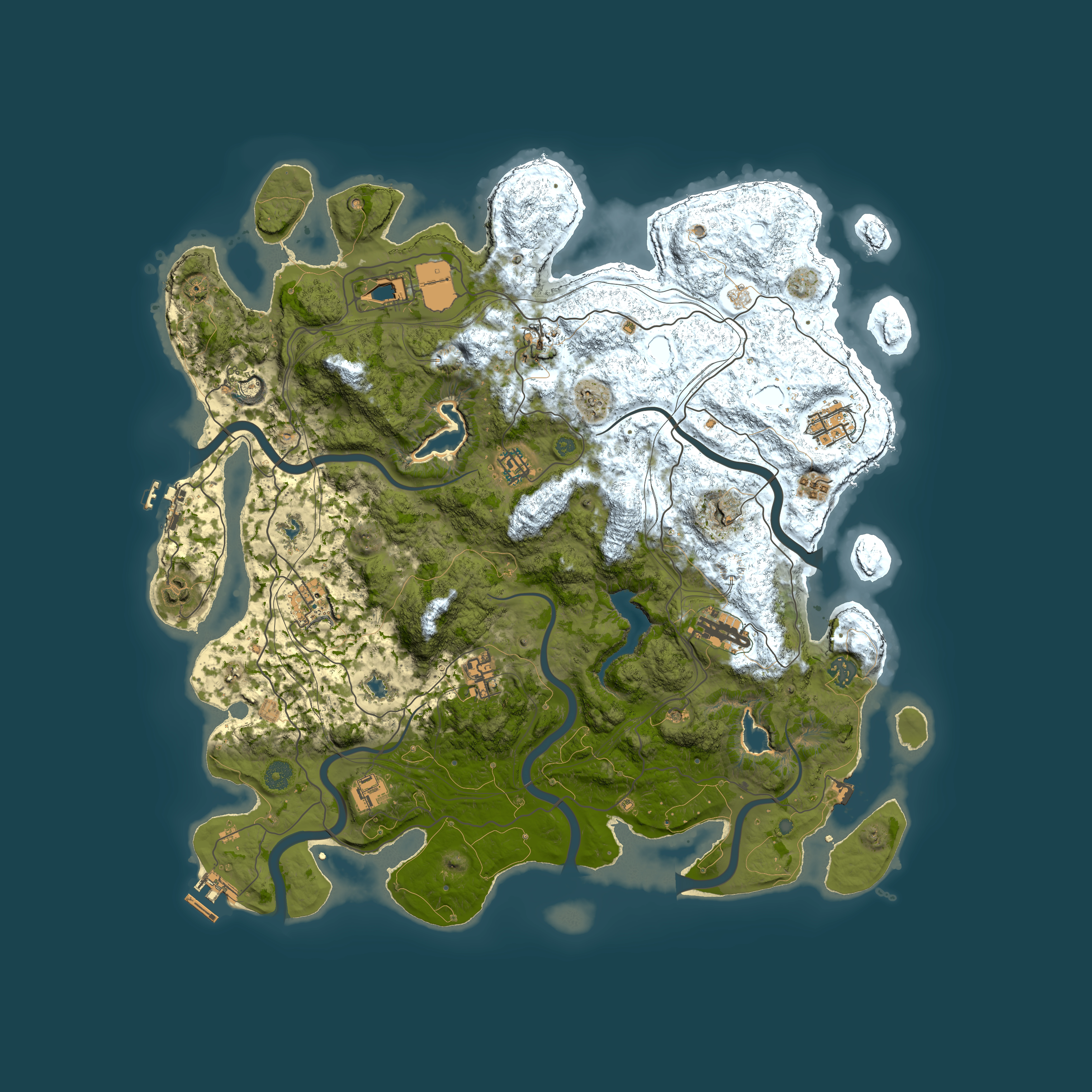 Full top-down render of Rust map seed 401954314, 4500x4500m