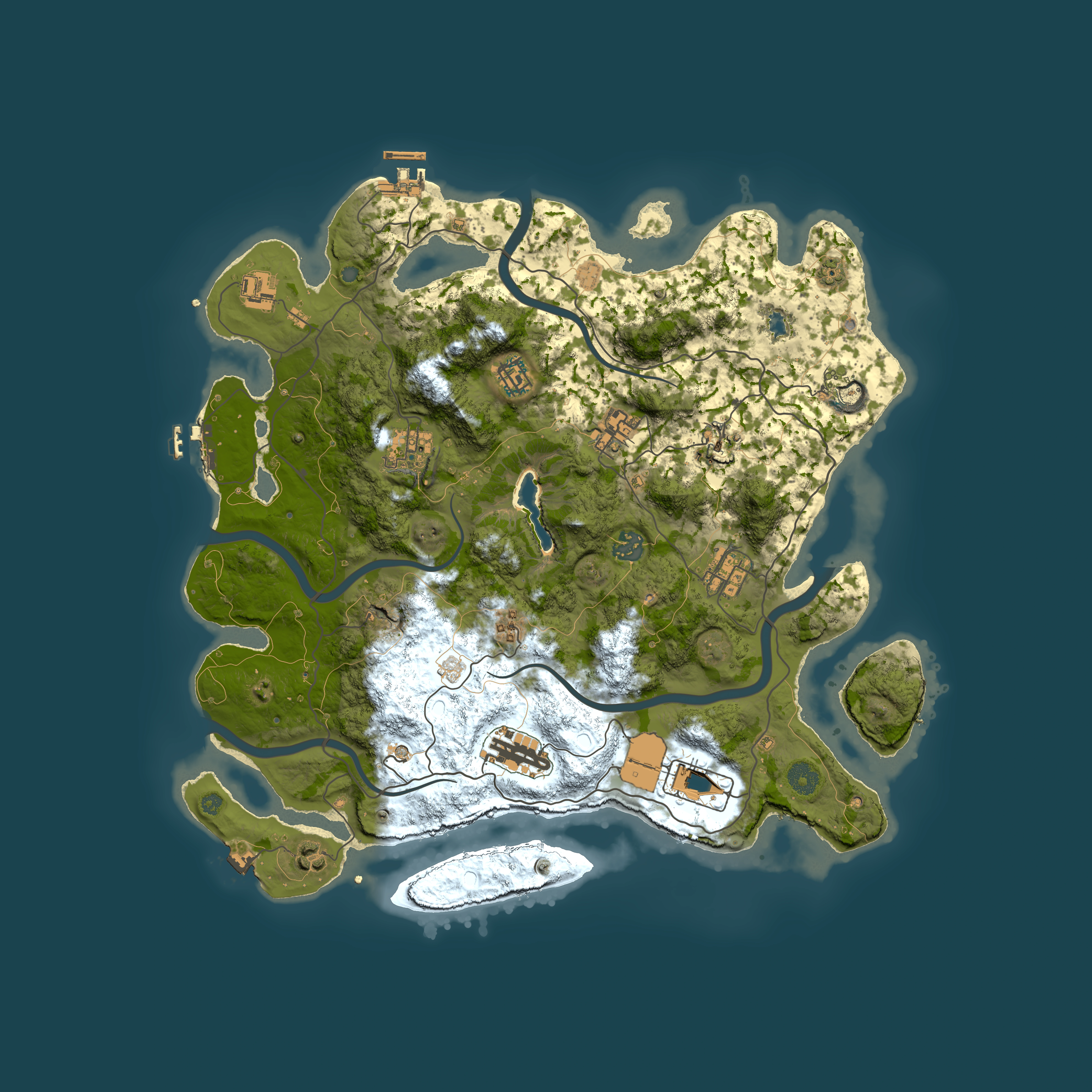 Full top-down render of Rust map seed 1157245346, 4000x4000m