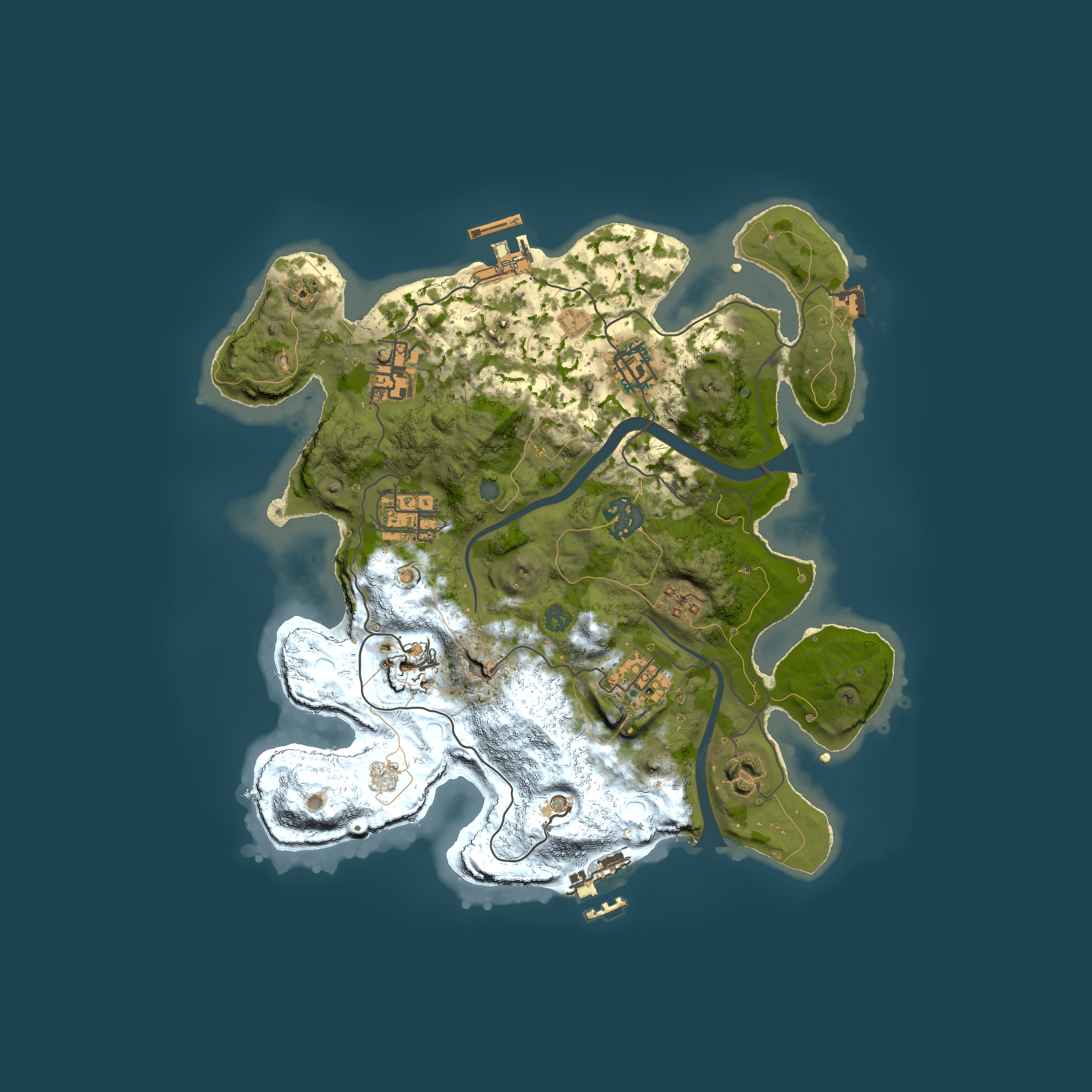 Full top-down render of Rust map seed 2133059091, 3000x3000m