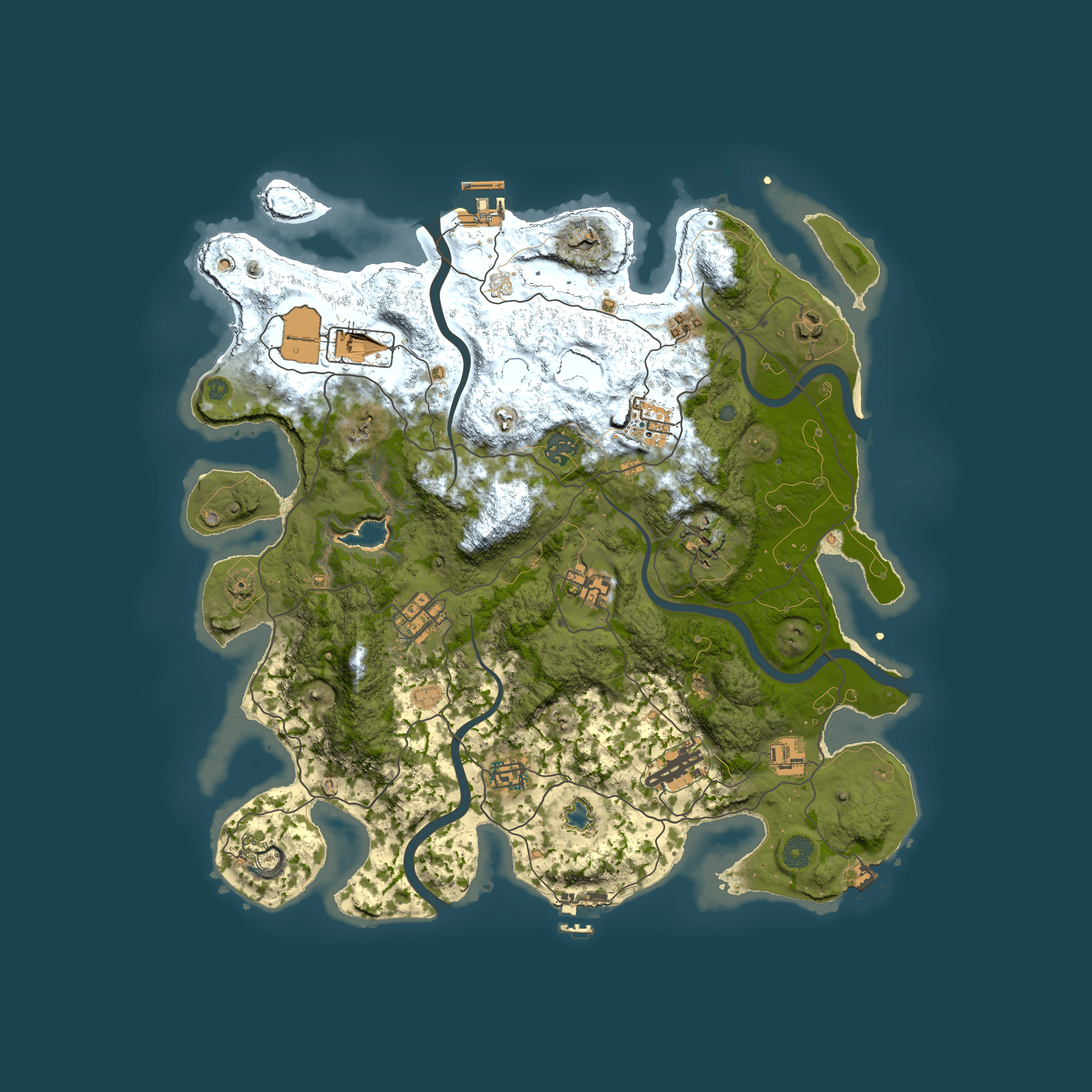 Full top-down render of Rust map seed 1626170151, 4000x4000m