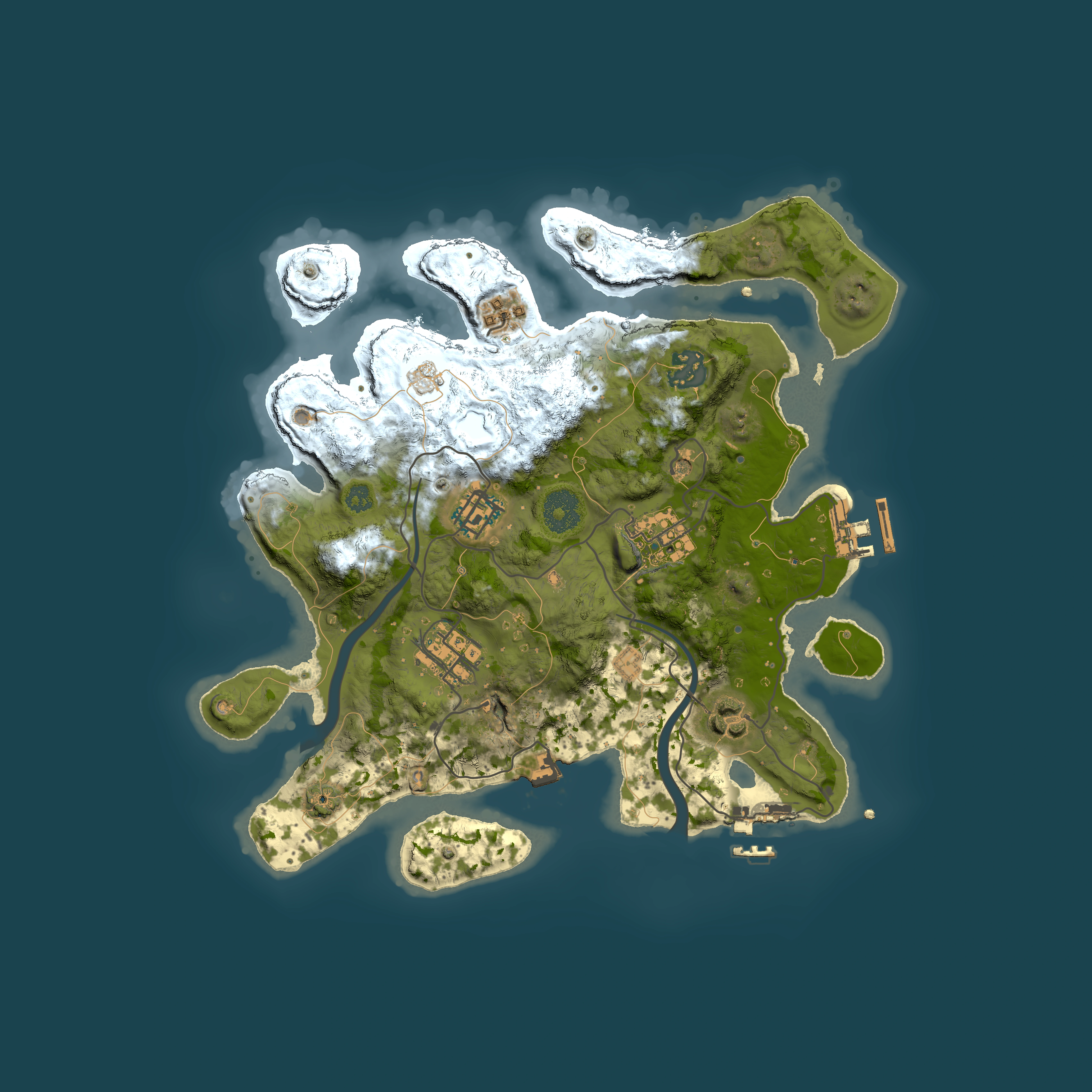 Full top-down render of Rust map seed 1167777504, 3000x3000m
