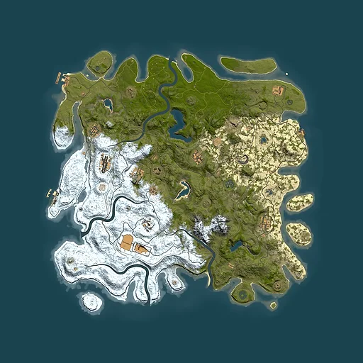 Rust map seed 389543286, 5000x5000m top-down preview
