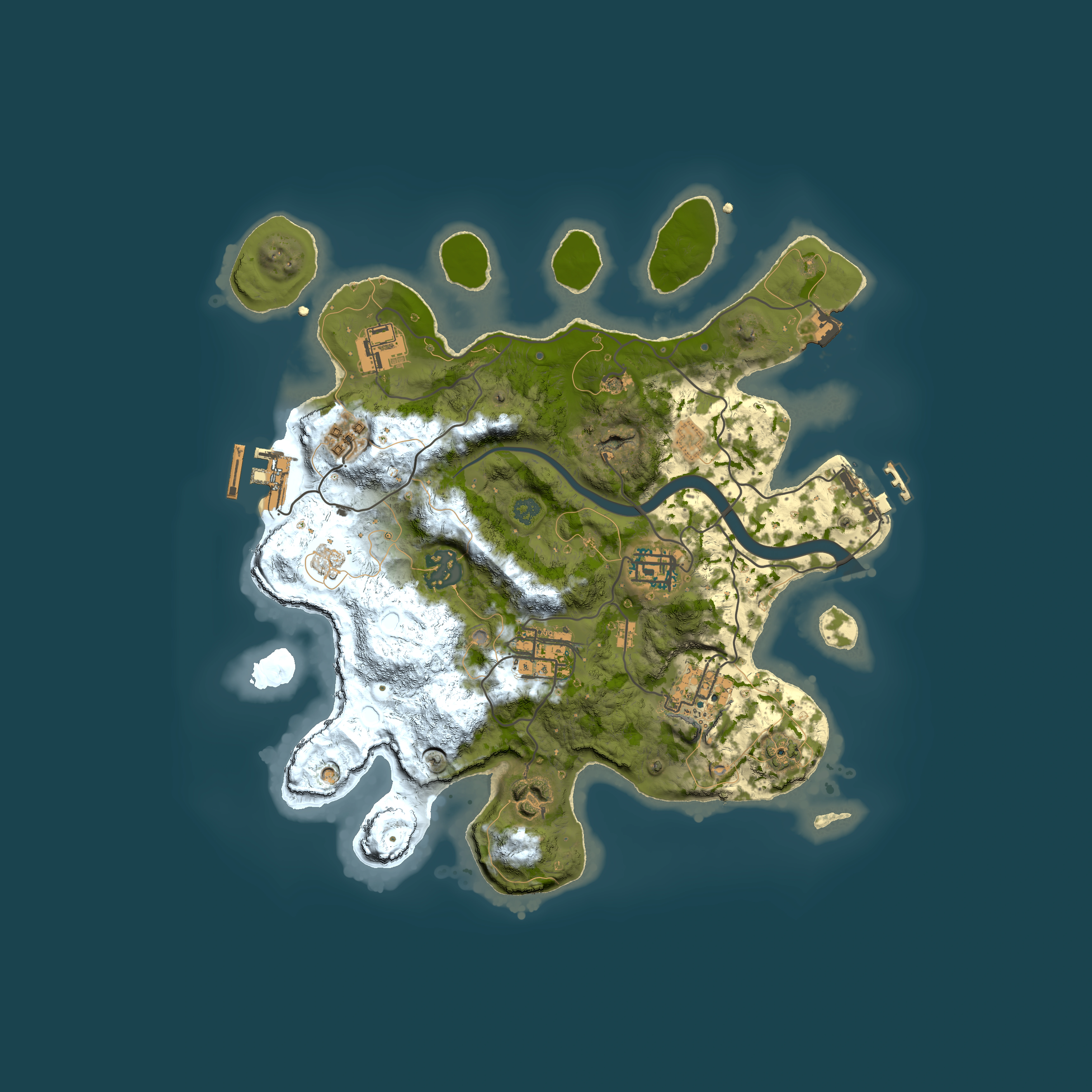 Full top-down render of Rust map seed 229708008, 3000x3000m