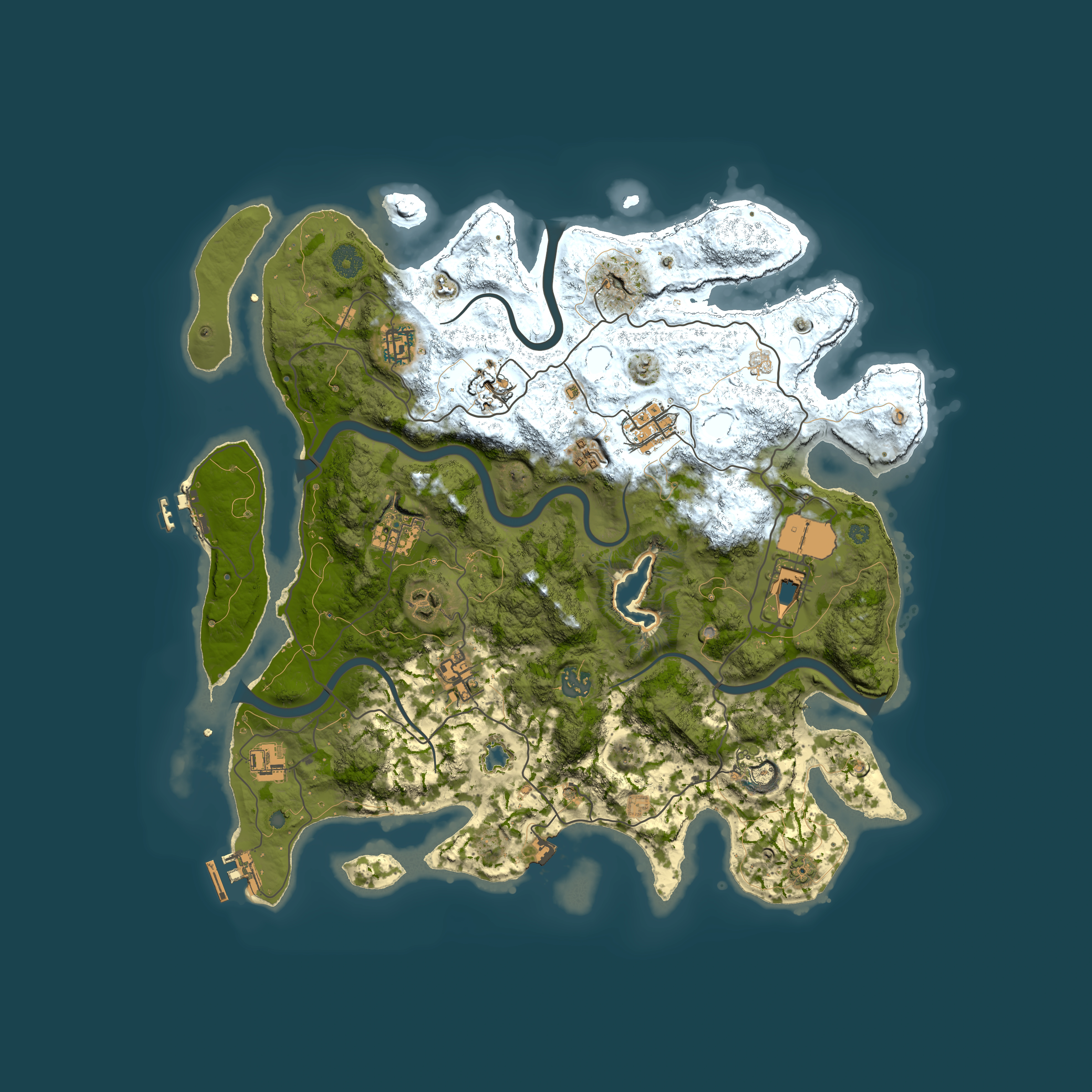 Full top-down render of Rust map seed 1408357054, 4000x4000m