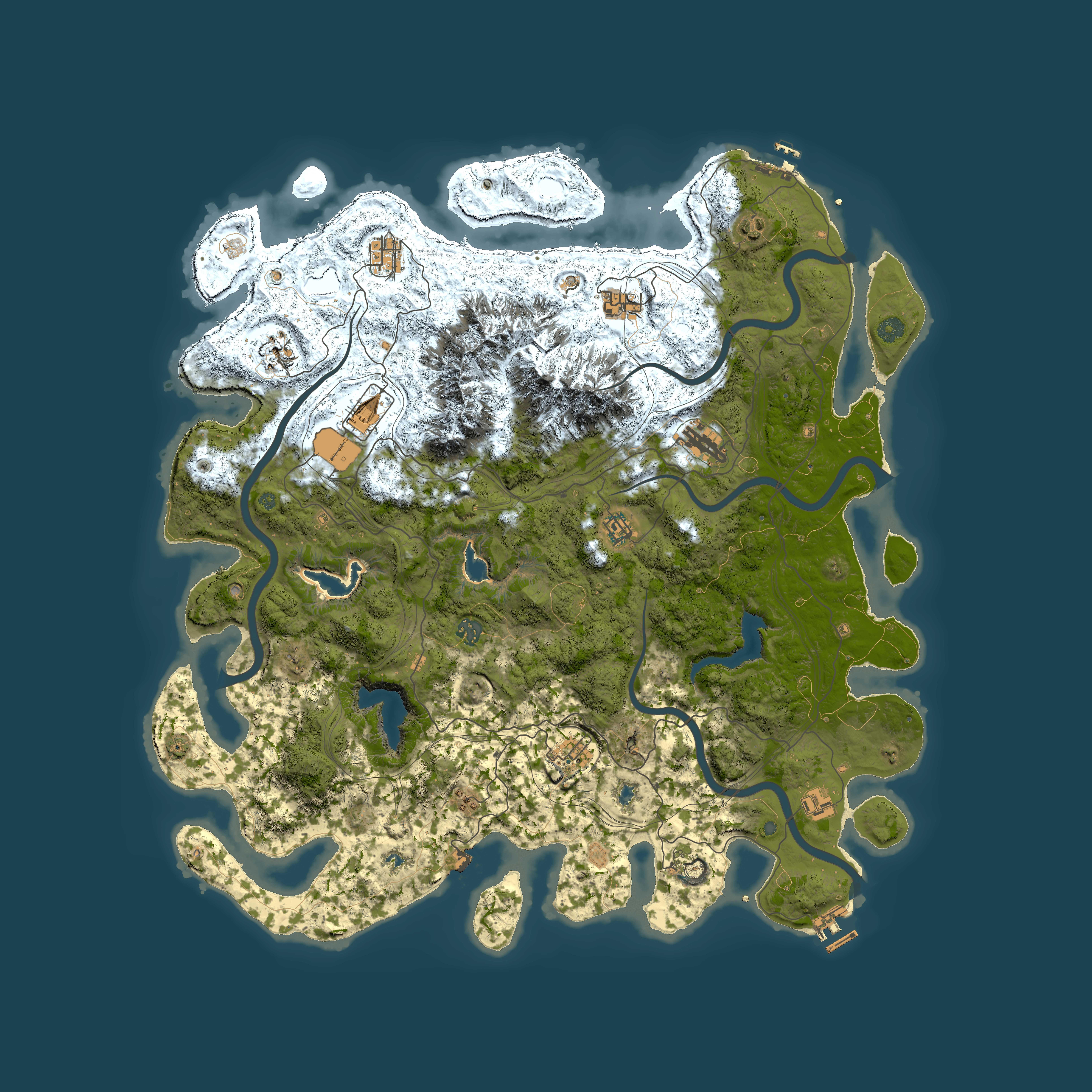 Full top-down render of Rust map seed 748526145, 5000x5000m
