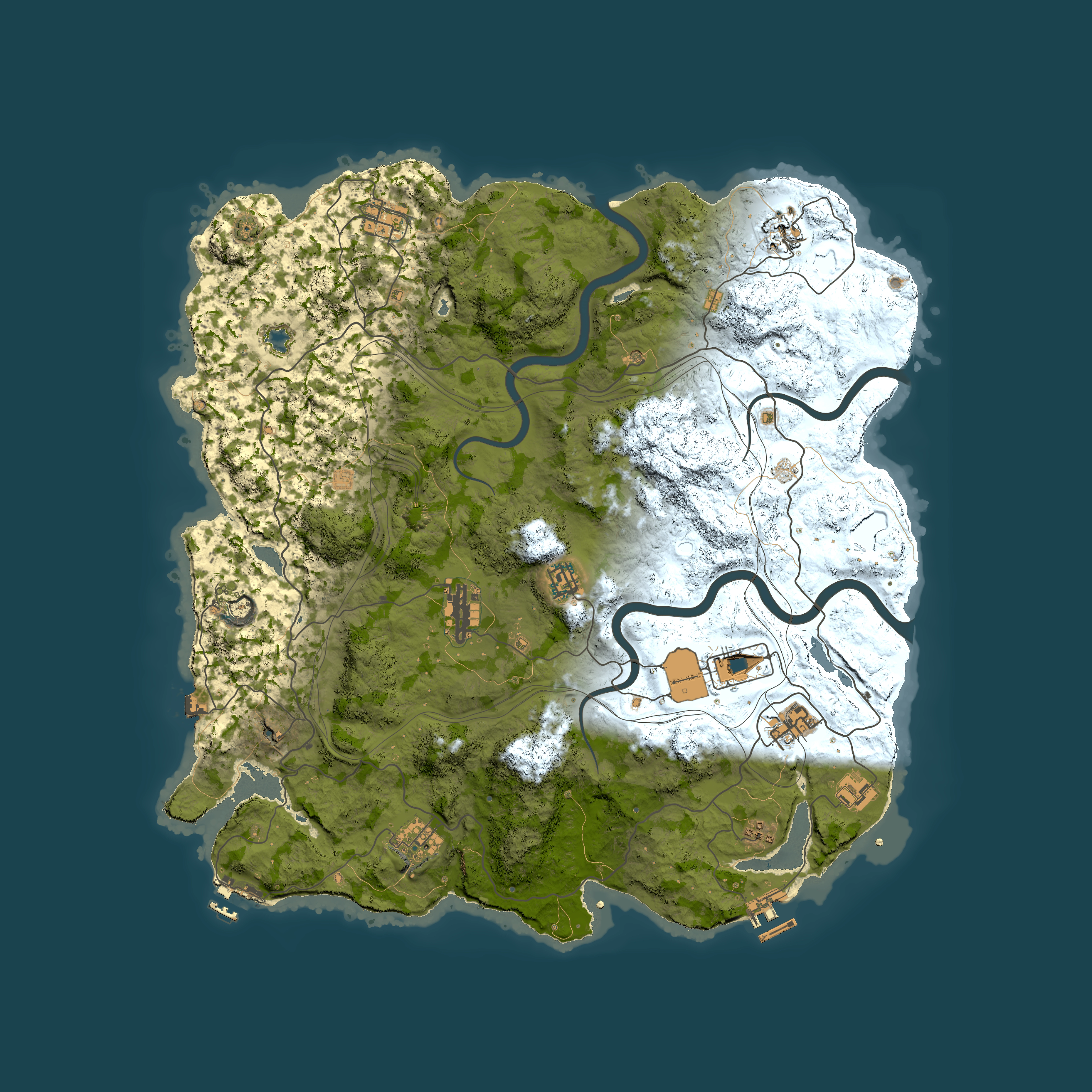 Full top-down render of Rust map seed 1184, 4250x4250m