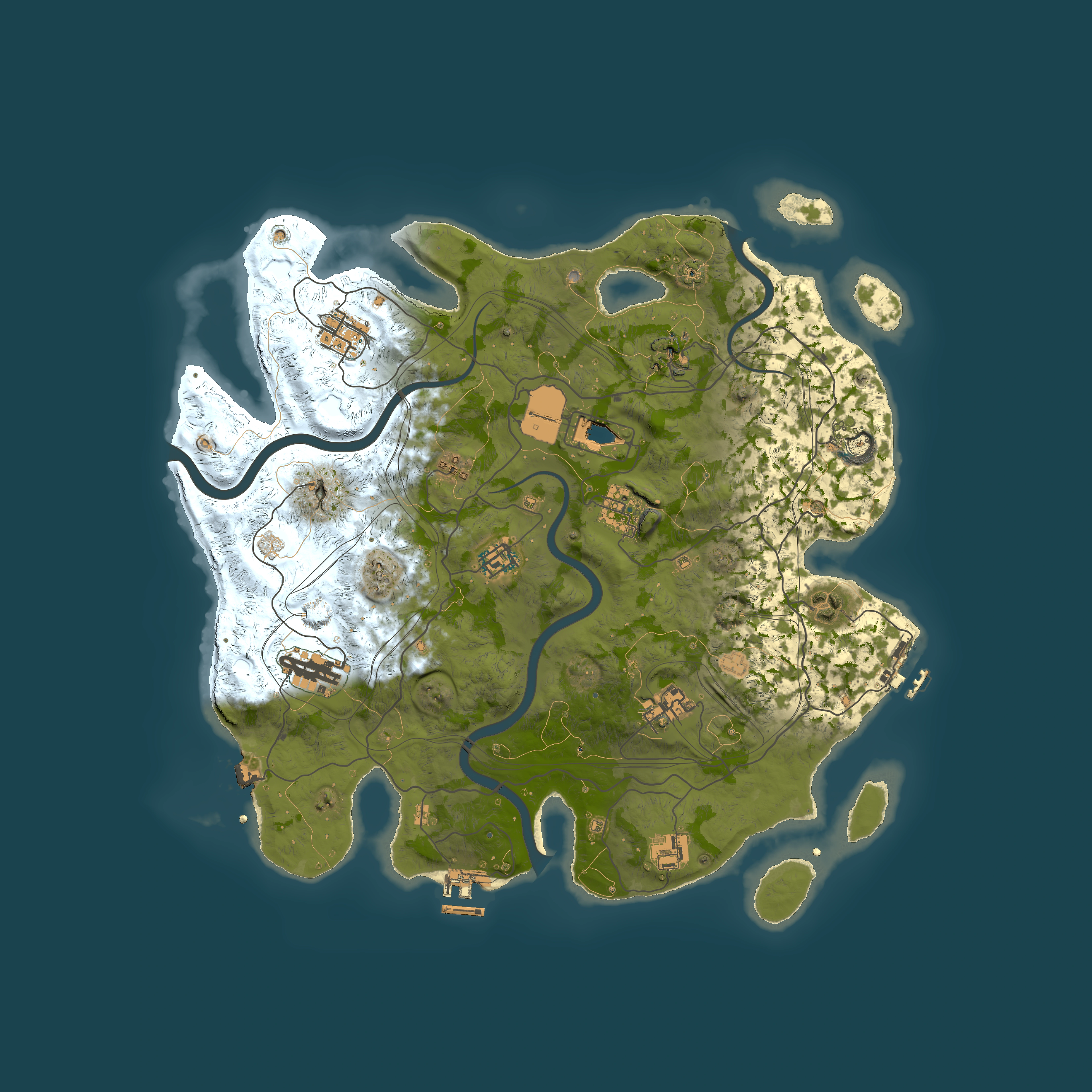 Full top-down render of Rust map seed 1337, 4000x4000m