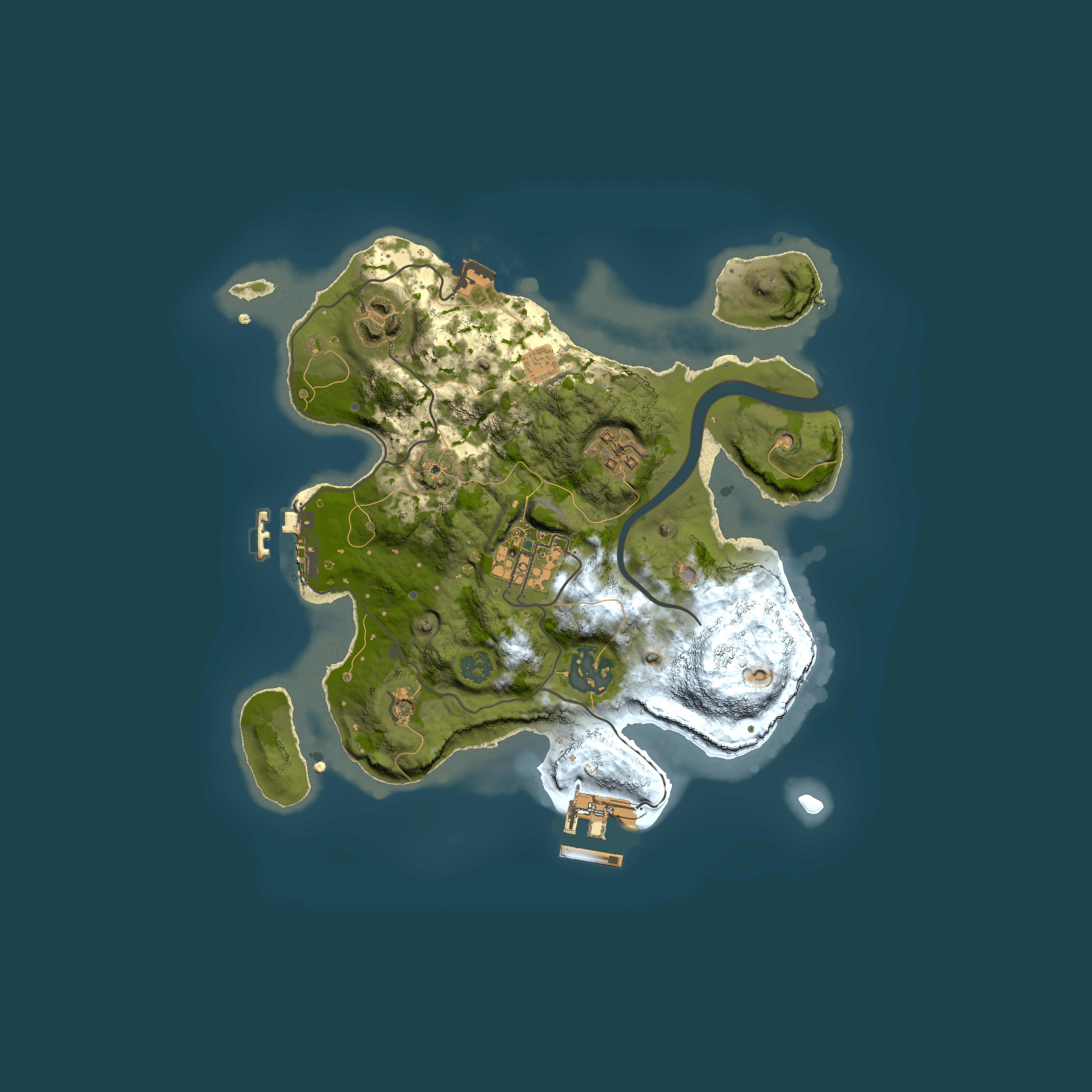 Full top-down render of Rust map seed 668402626, 2500x2500m