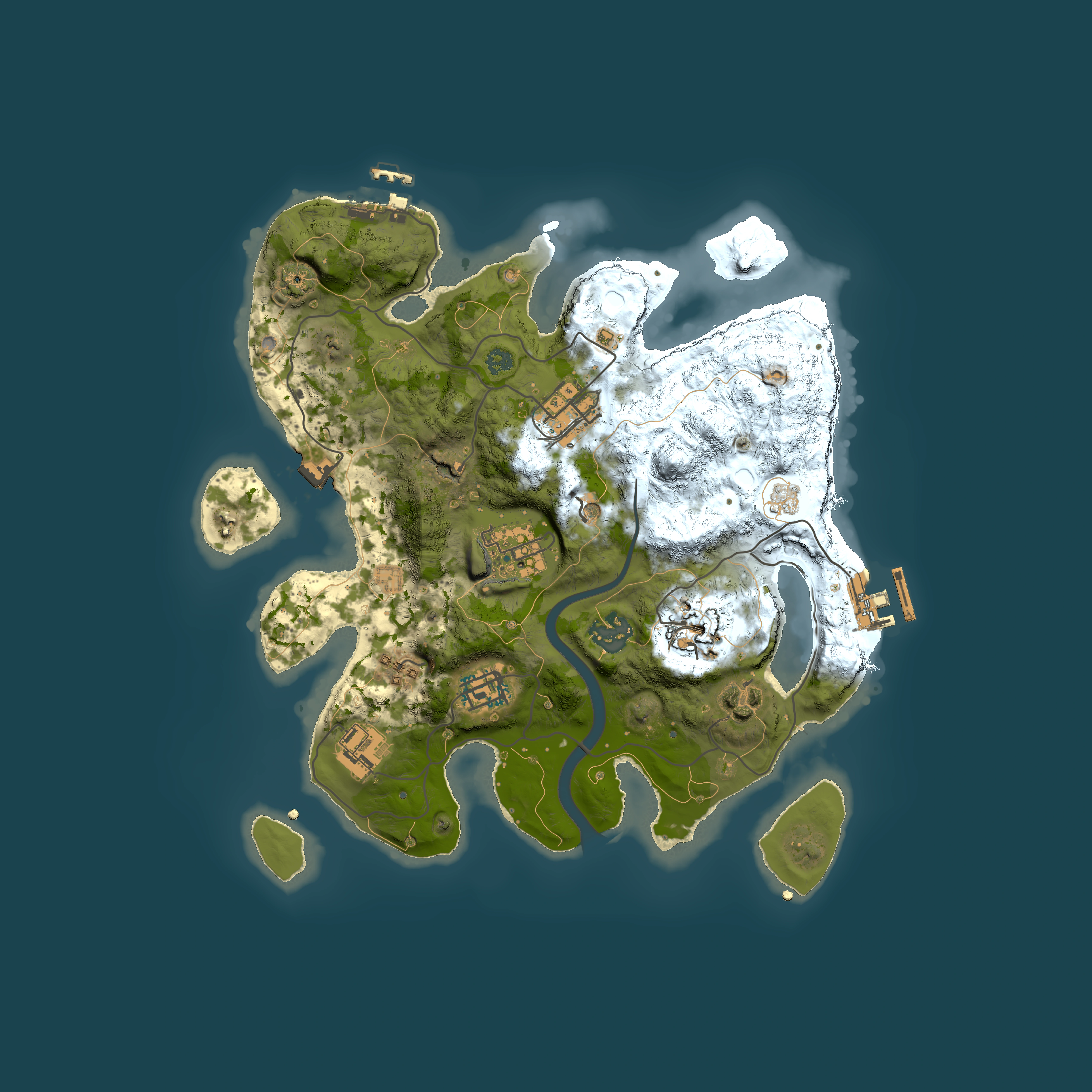Full top-down render of Rust map seed 442140075, 3000x3000m