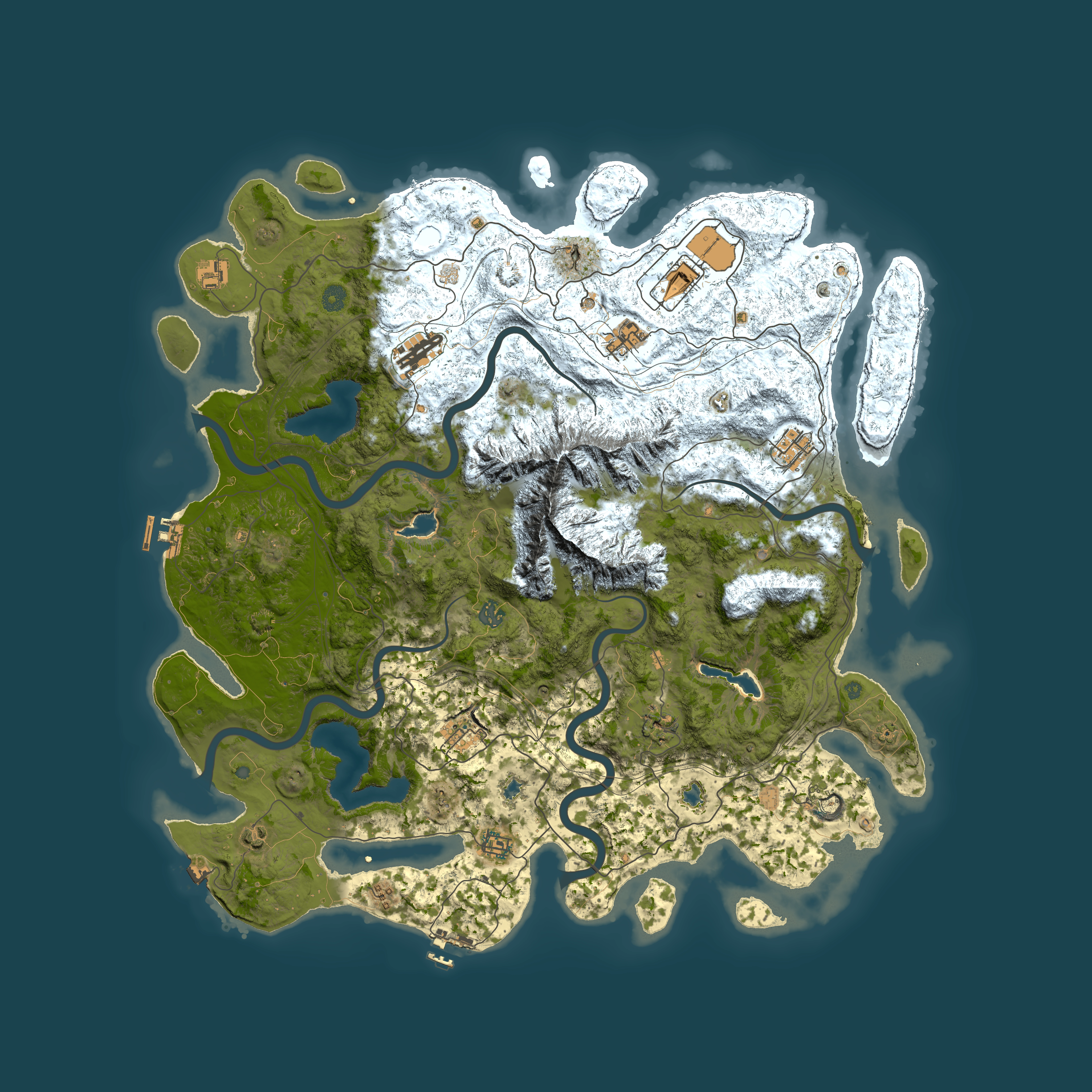 Full top-down render of Rust map seed 12423329, 5000x5000m