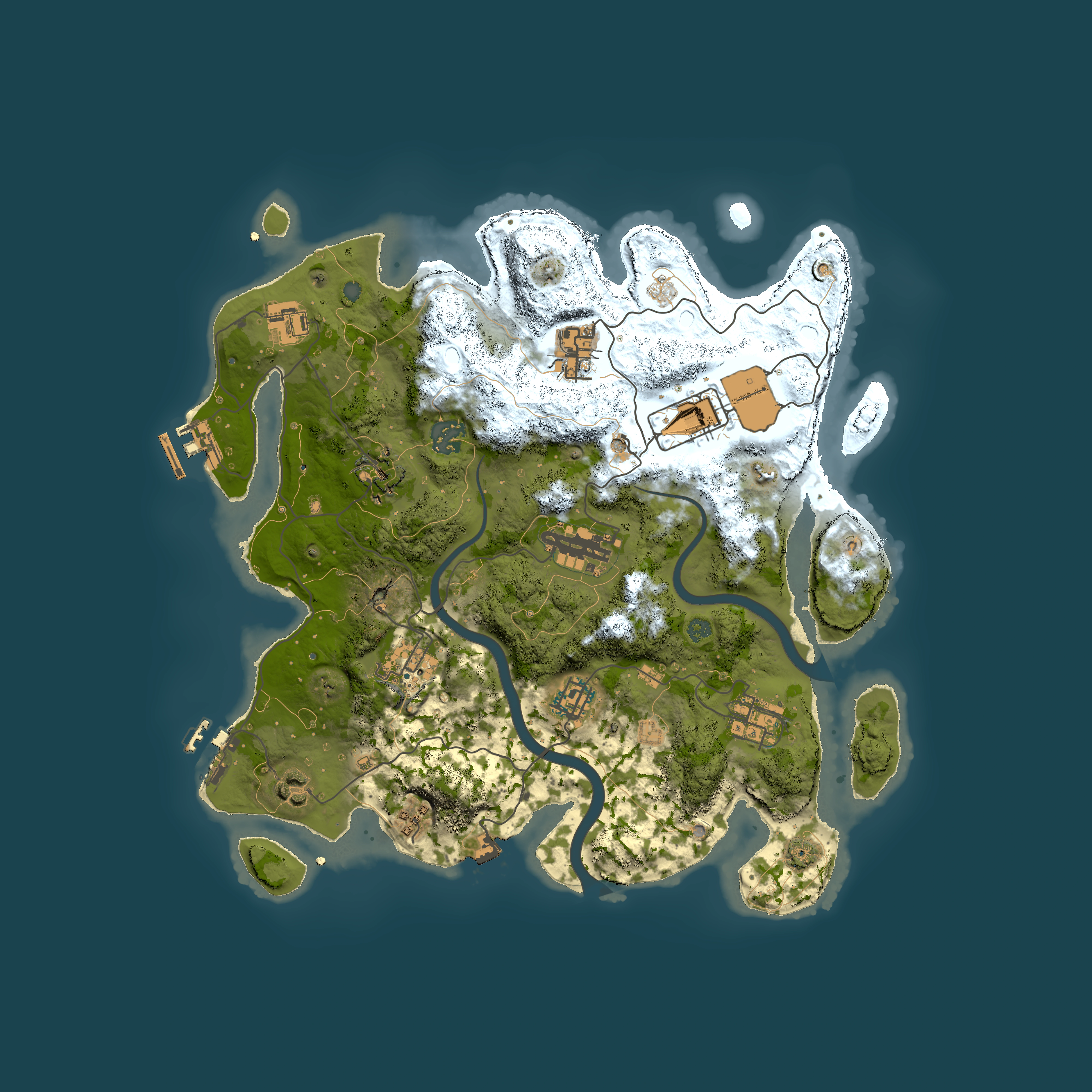 Full top-down render of Rust map seed 24142447, 3500x3500m