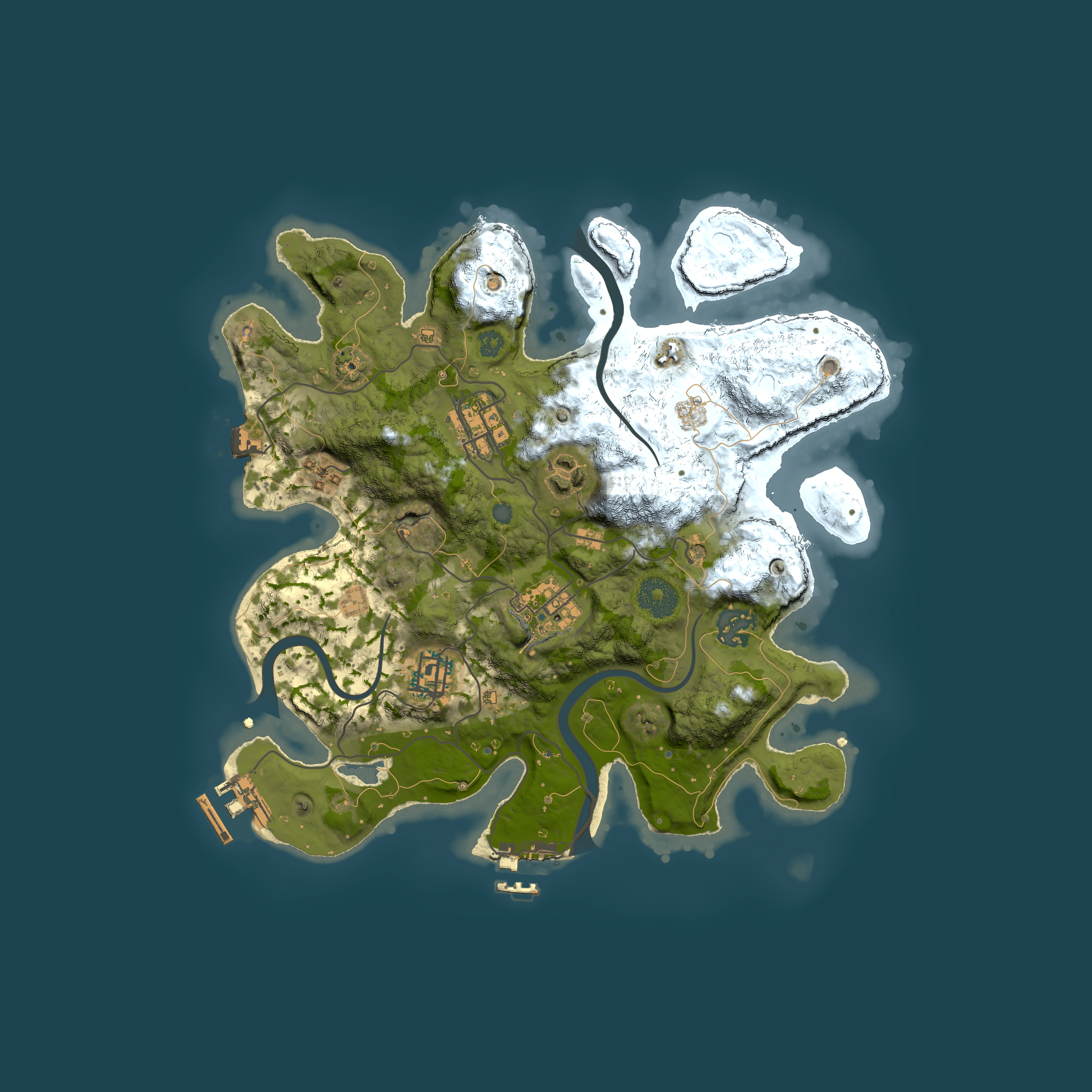 Full top-down render of Rust map seed 854618355, 3000x3000m