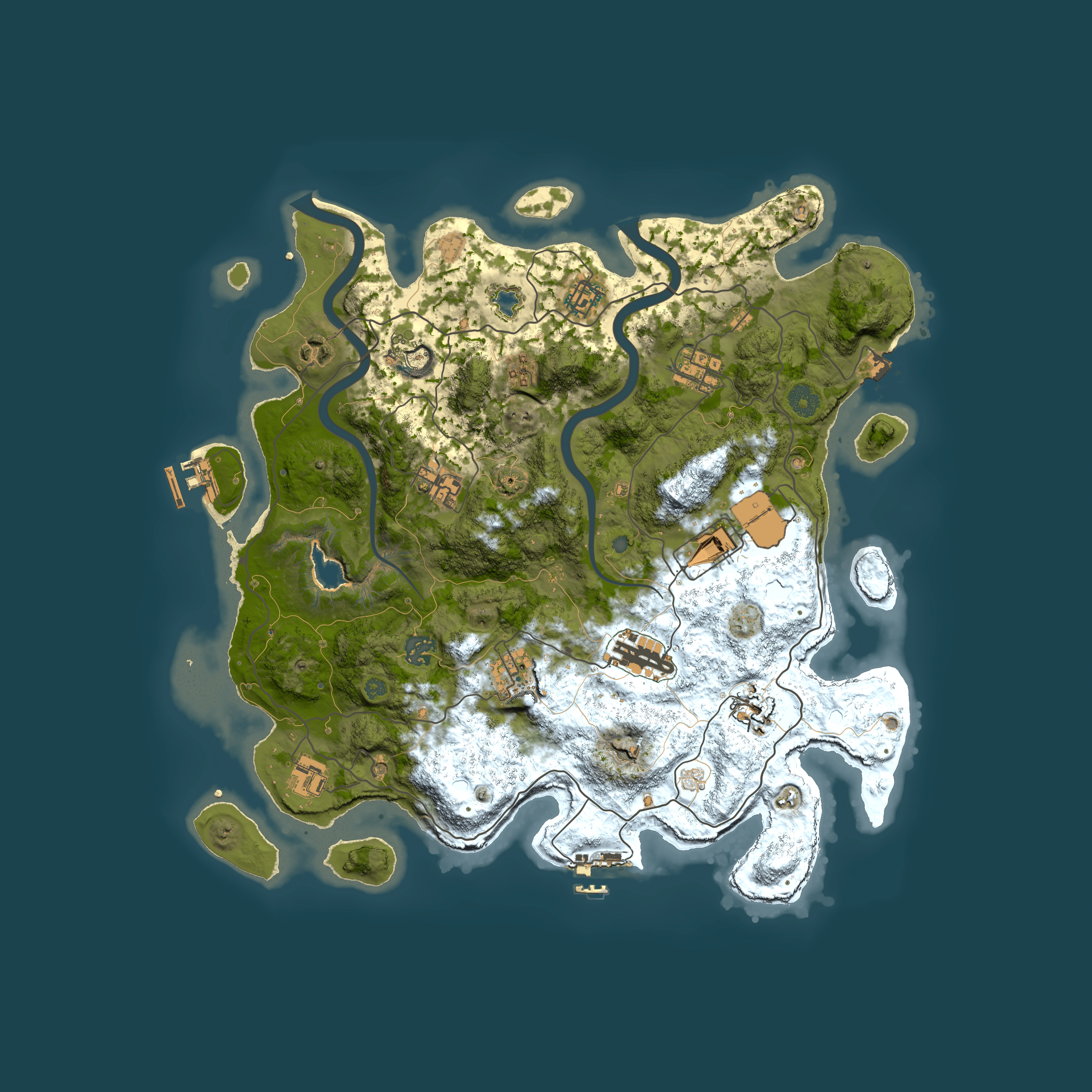 Full top-down render of Rust map seed 1980876500, 4000x4000m