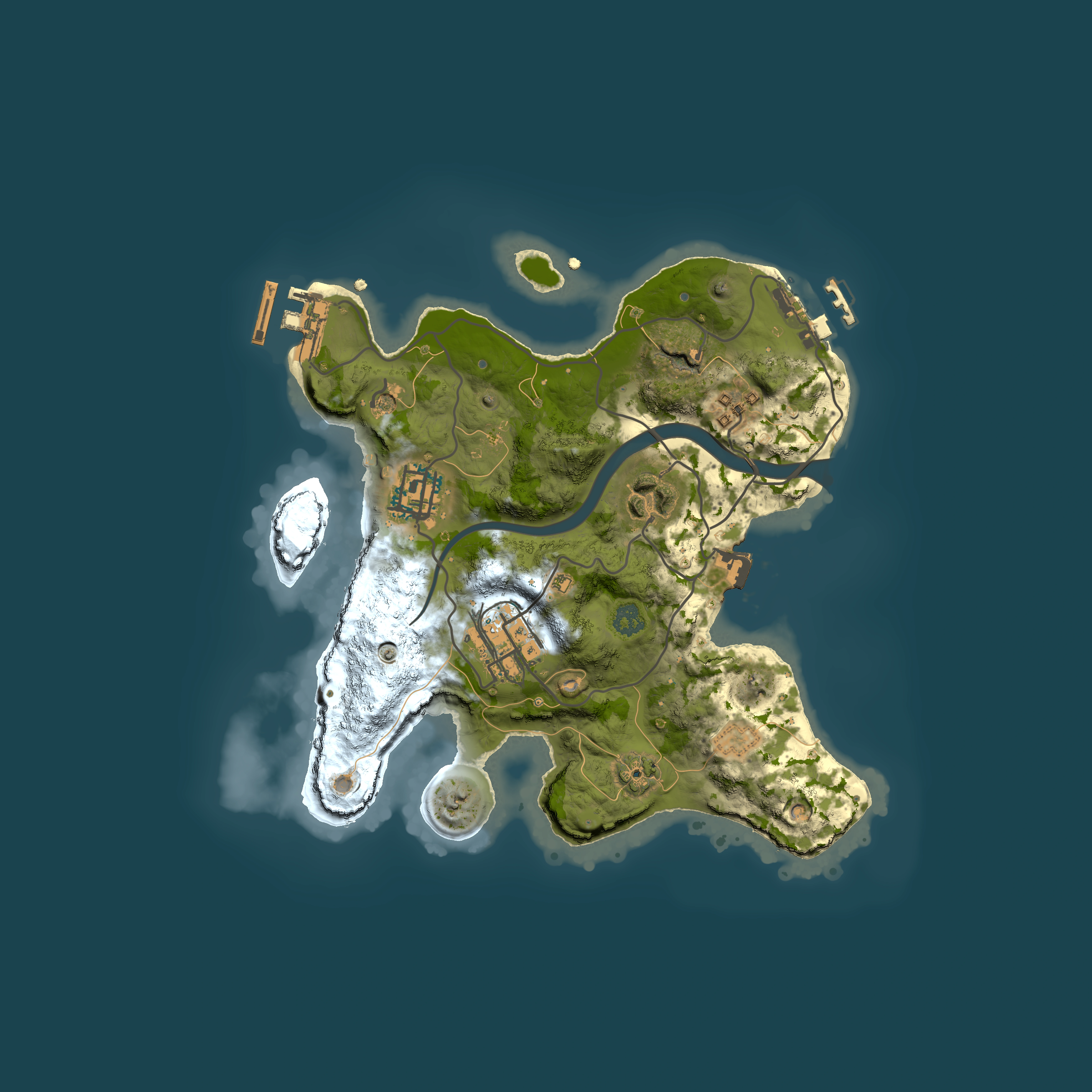 Full top-down render of Rust map seed 2099719384, 2500x2500m