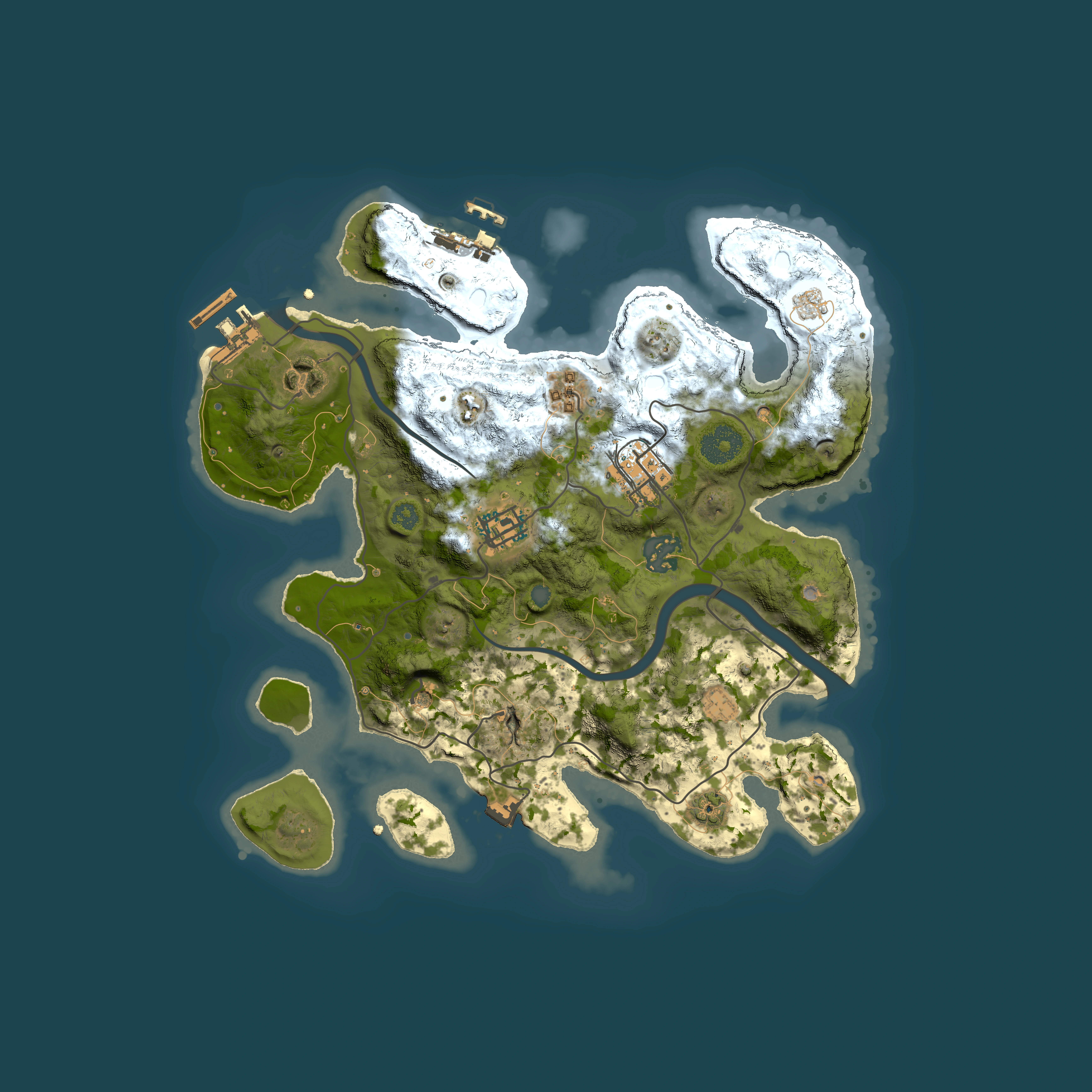 Full top-down render of Rust map seed 891001570, 3000x3000m