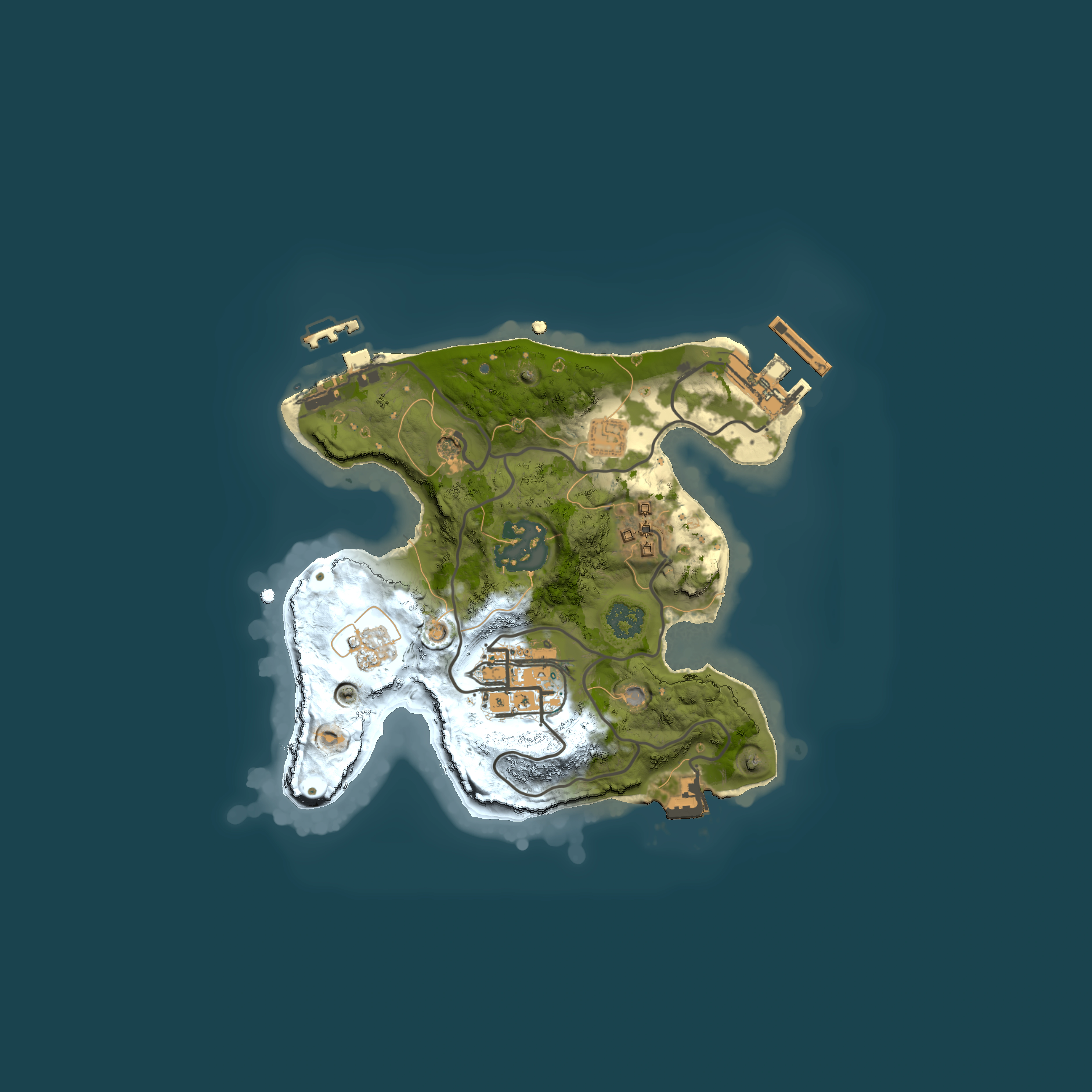 Full top-down render of Rust map seed 1957488221, 2000x2000m