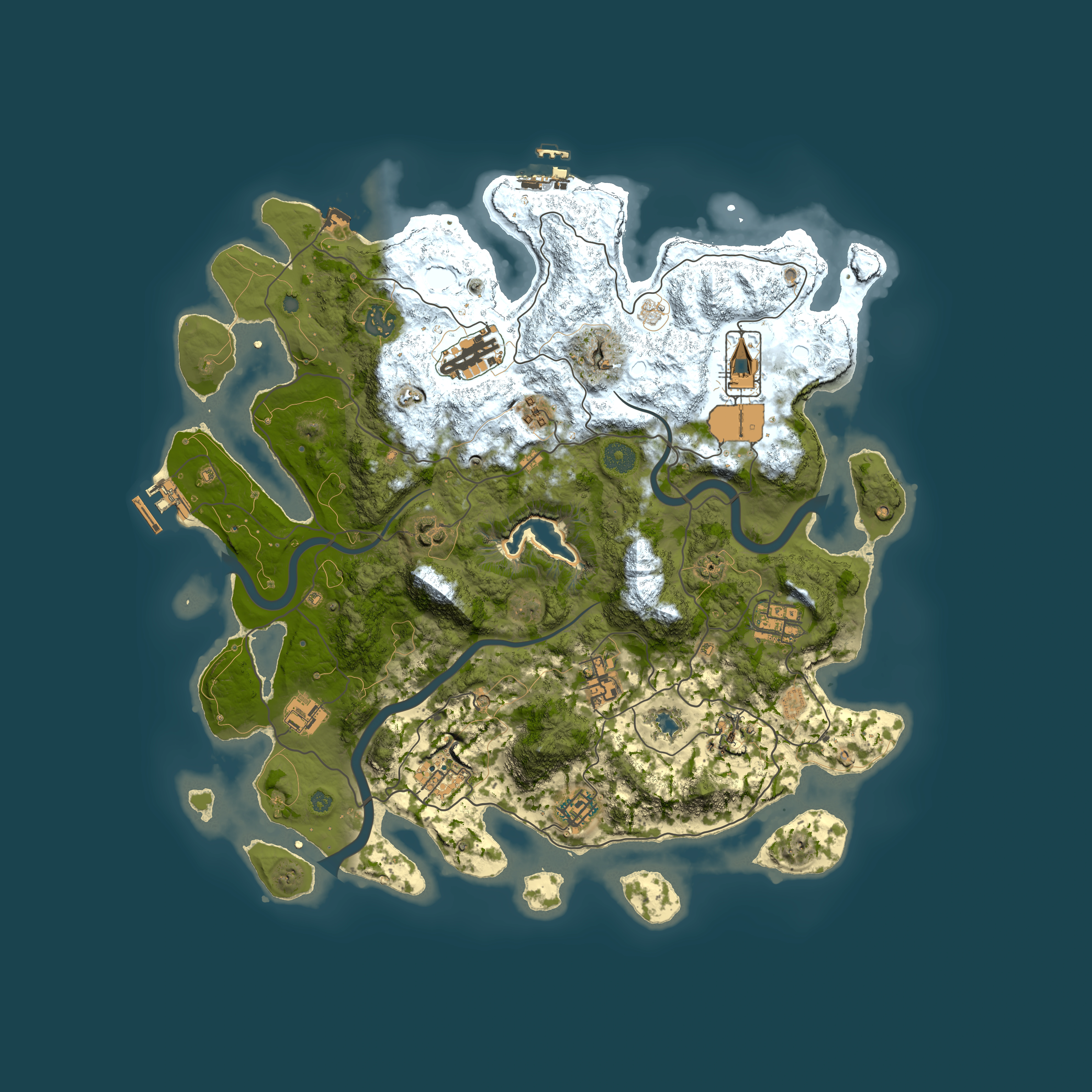 Full top-down render of Rust map seed 1521551105, 4000x4000m