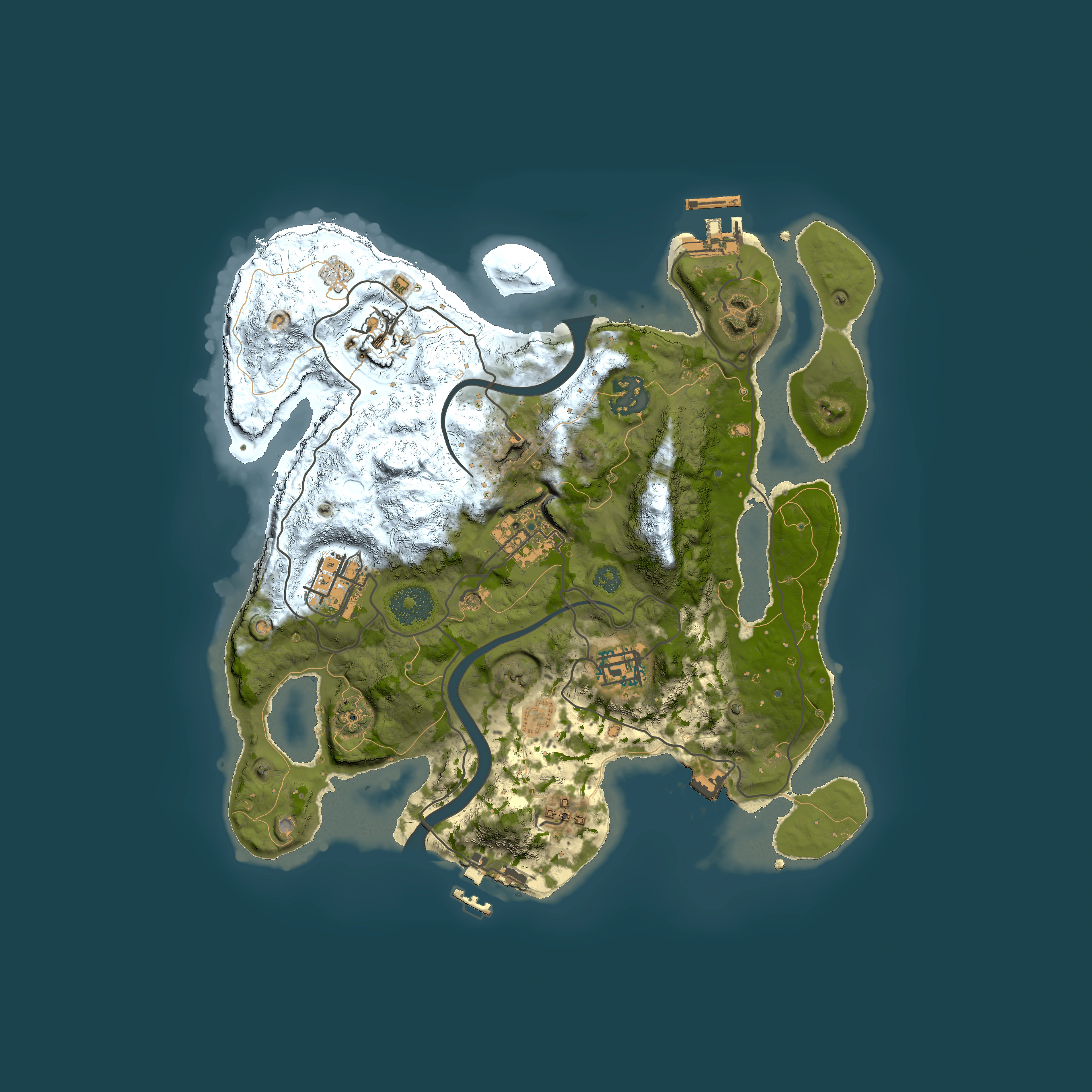 Full top-down render of Rust map seed 1701630620, 3000x3000m